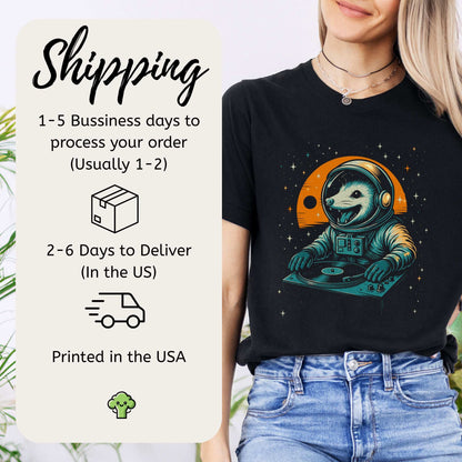 DJ Opossum Astronaut T-Shirt – Funny Space Rave Possum Tee