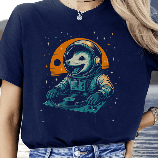DJ Opossum Astronaut T-Shirt – Funny Space Rave Possum Tee