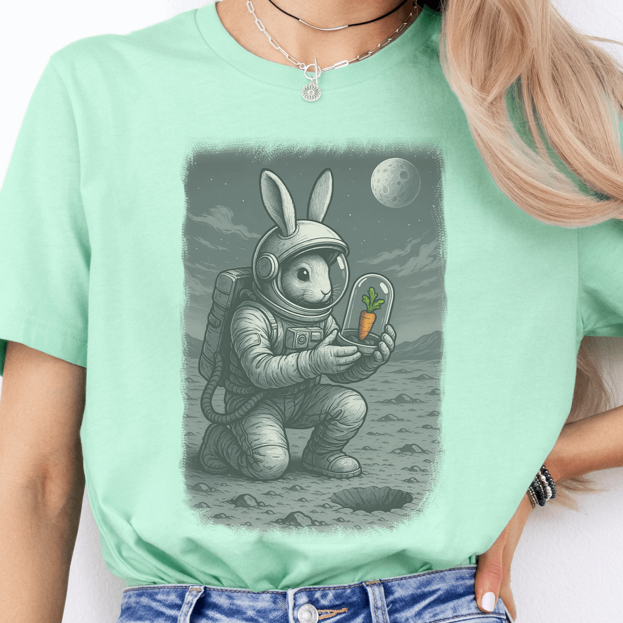 Astronaut Bunny Carrot T-Shirt – Funny Space Rabbit Galaxy Tee