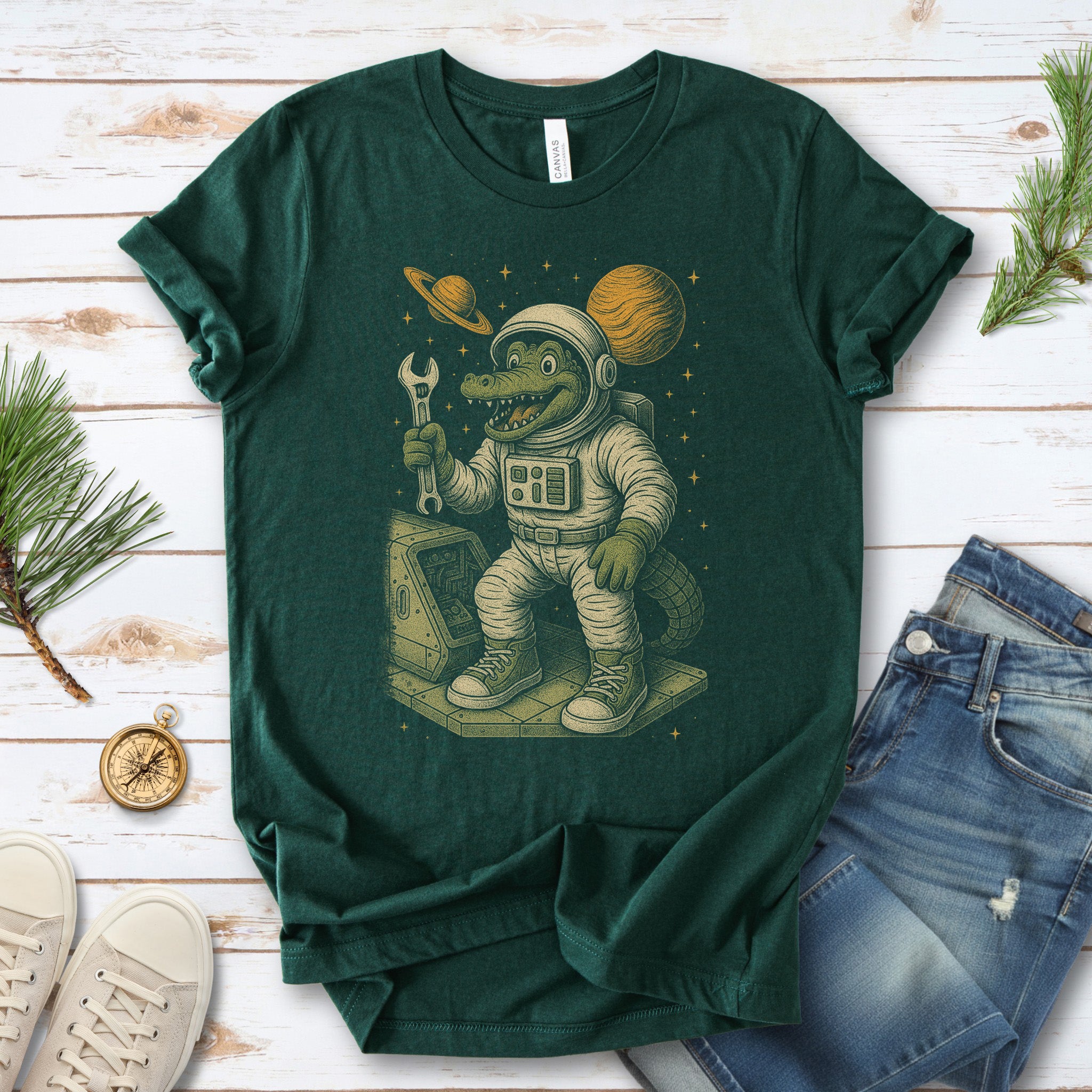 Astronaut Alligator Repair Crew T-Shirt – Funny Space Reptile Tee