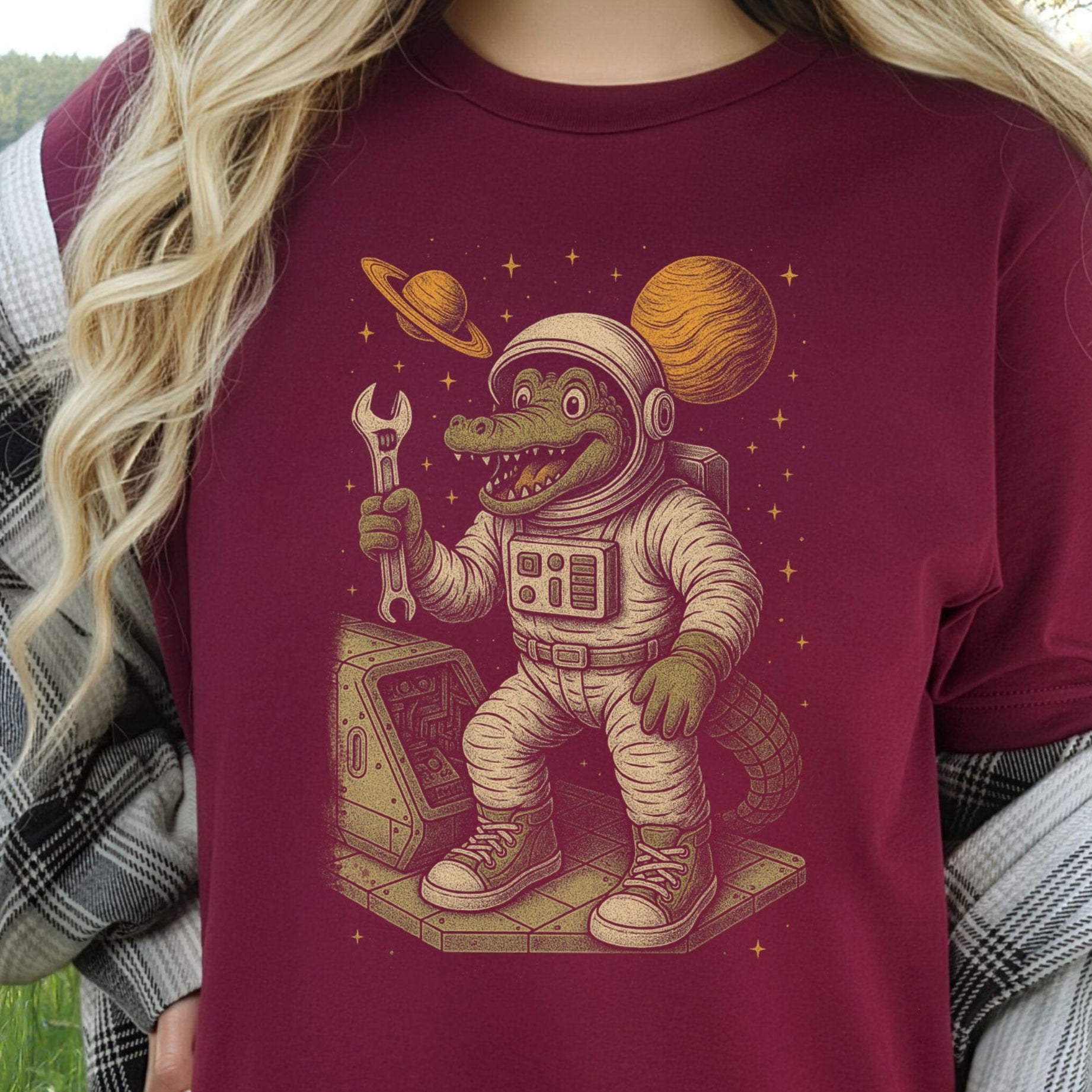 Astronaut Alligator Repair Crew T-Shirt – Funny Space Reptile Tee