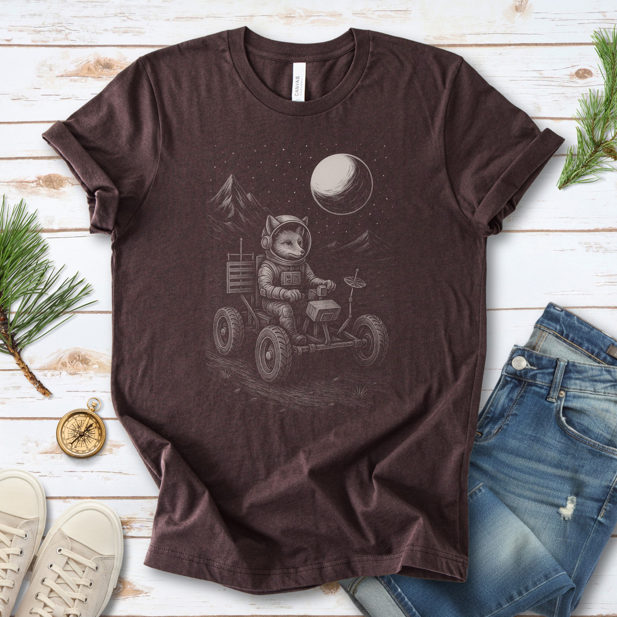 Astronaut Fox Moon Rover T-Shirt – Space Explorer Animal Tee