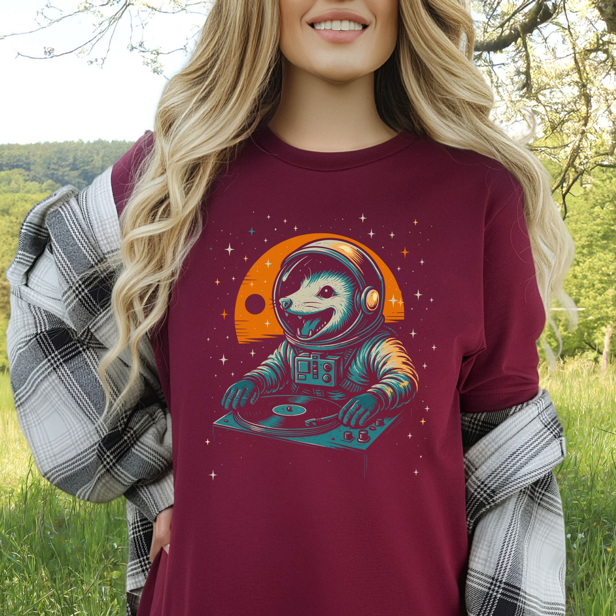 DJ Opossum Astronaut T-Shirt – Funny Space Rave Possum Tee