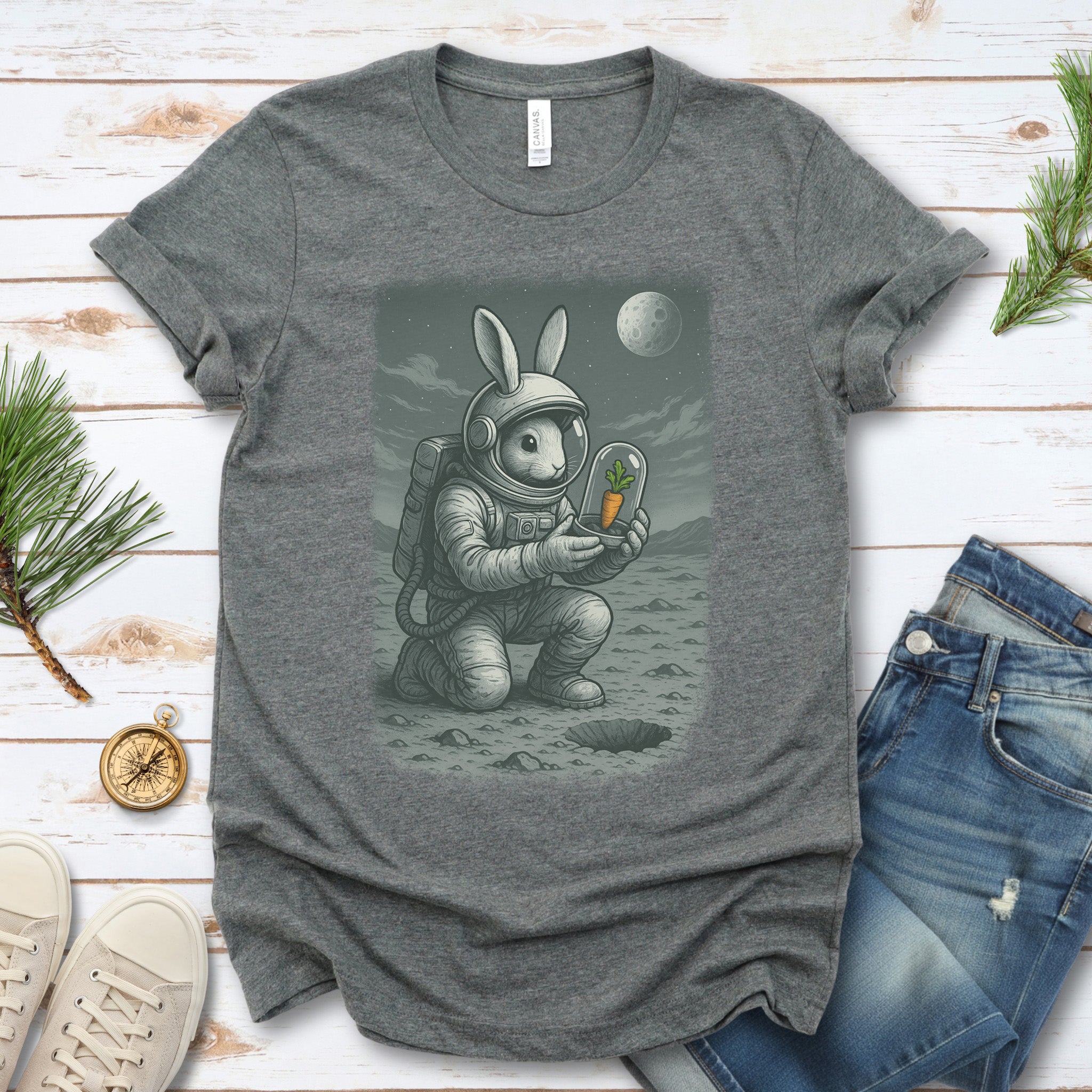 Astronaut Bunny Carrot T-Shirt – Funny Space Rabbit Galaxy Tee