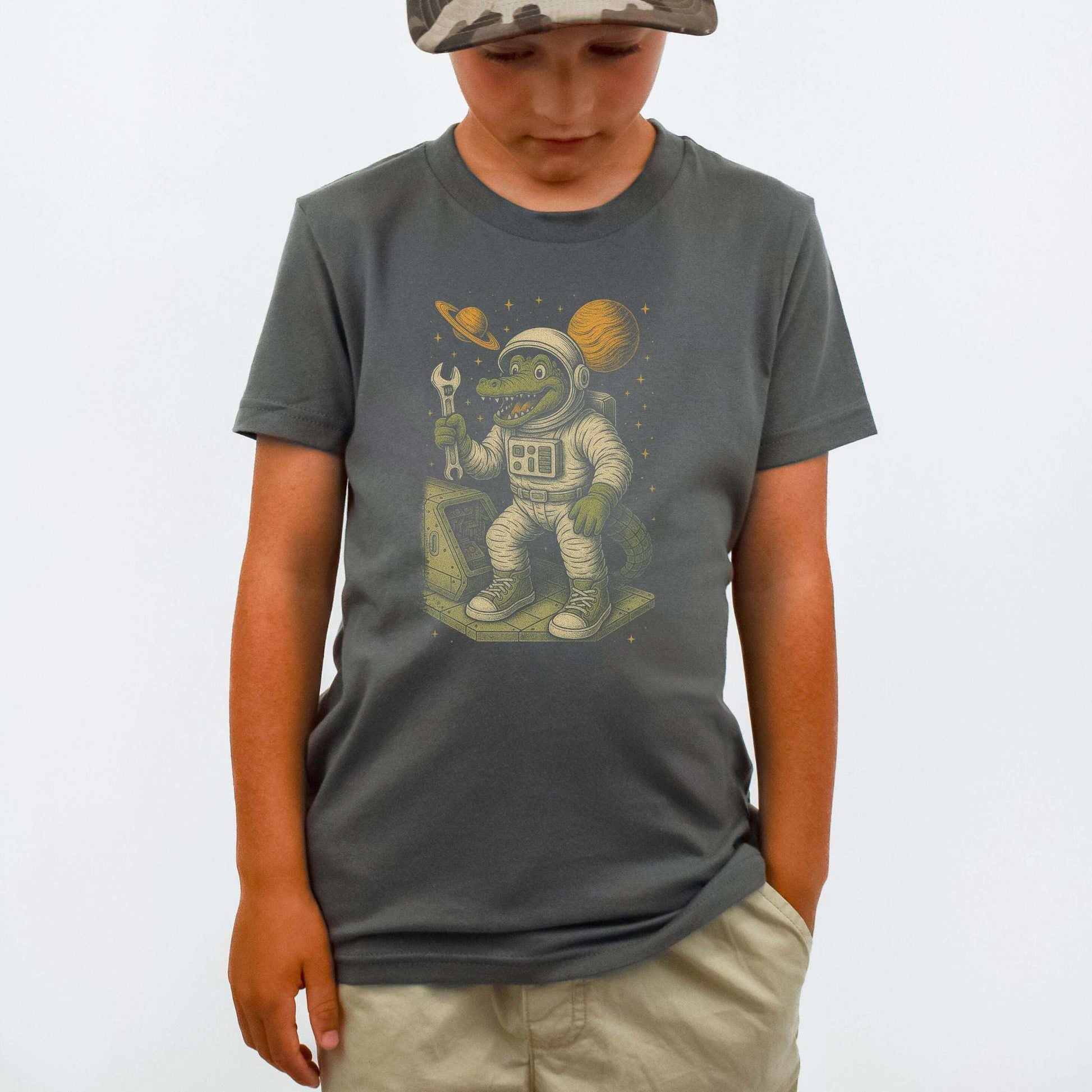 Astronaut Alligator Repair Crew – Funny Space Gator Youth Tee