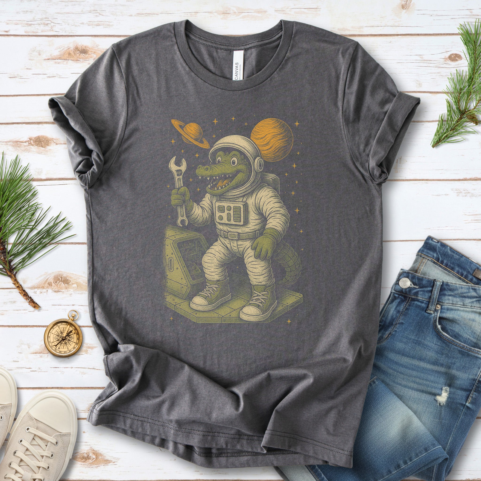 Astronaut Alligator Repair Crew T-Shirt – Funny Space Reptile Tee