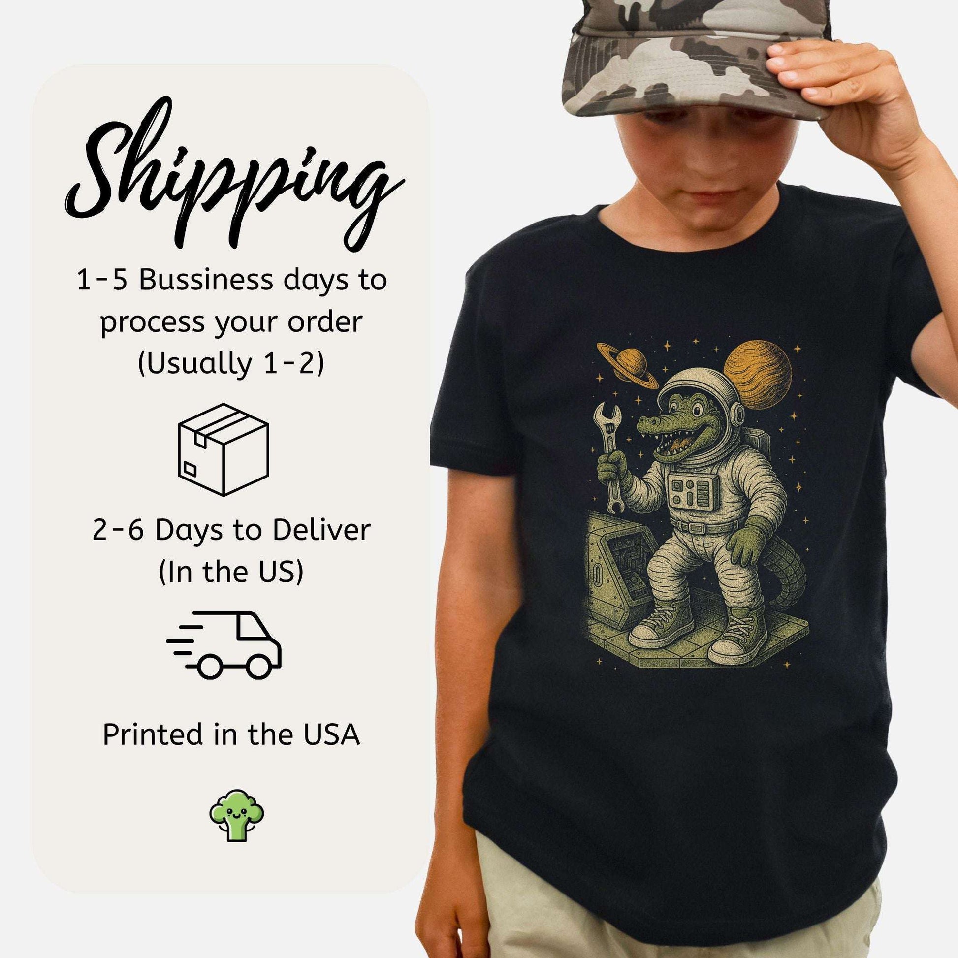 Astronaut Alligator Repair Crew – Funny Space Gator Youth Tee