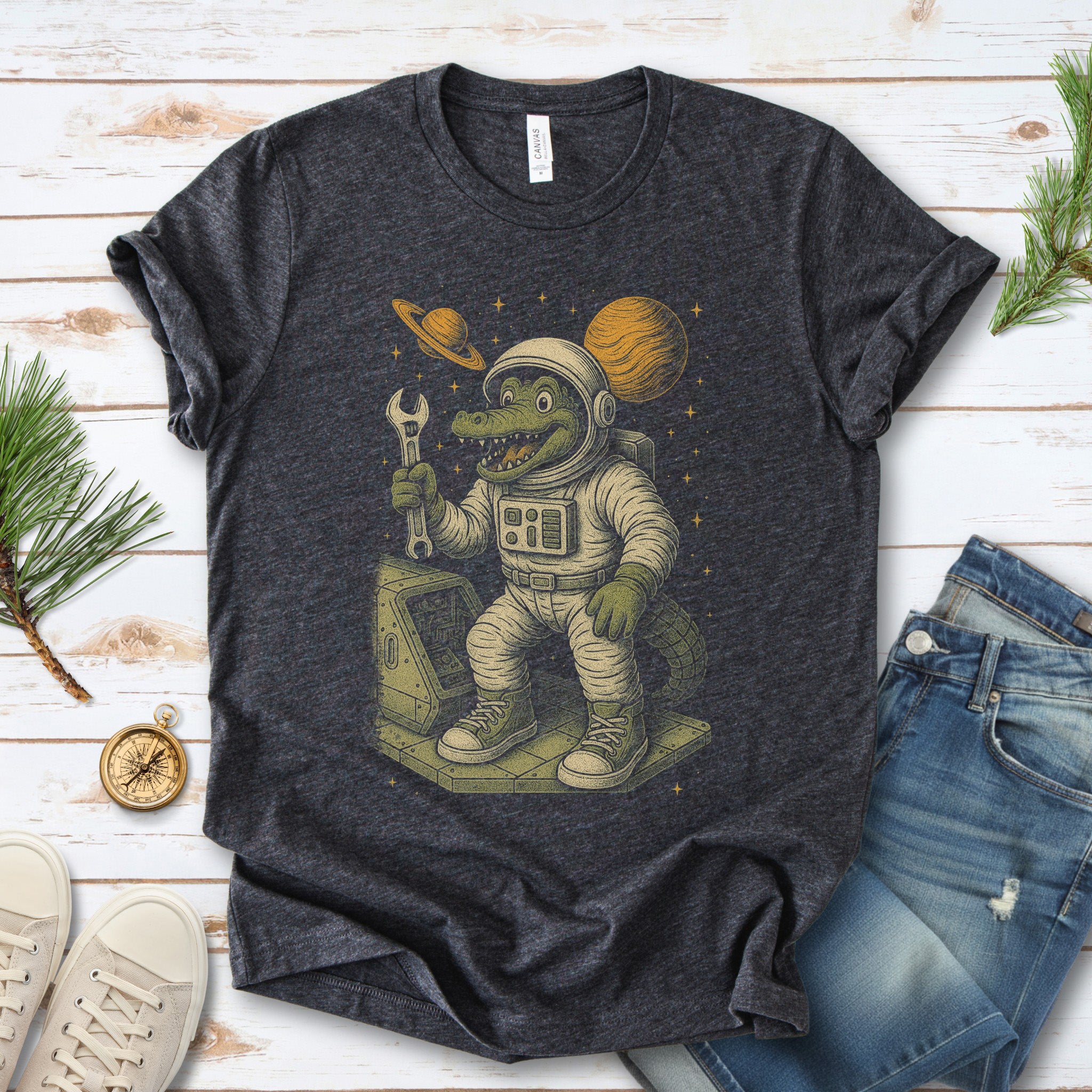 Astronaut Alligator Repair Crew T-Shirt – Funny Space Reptile Tee