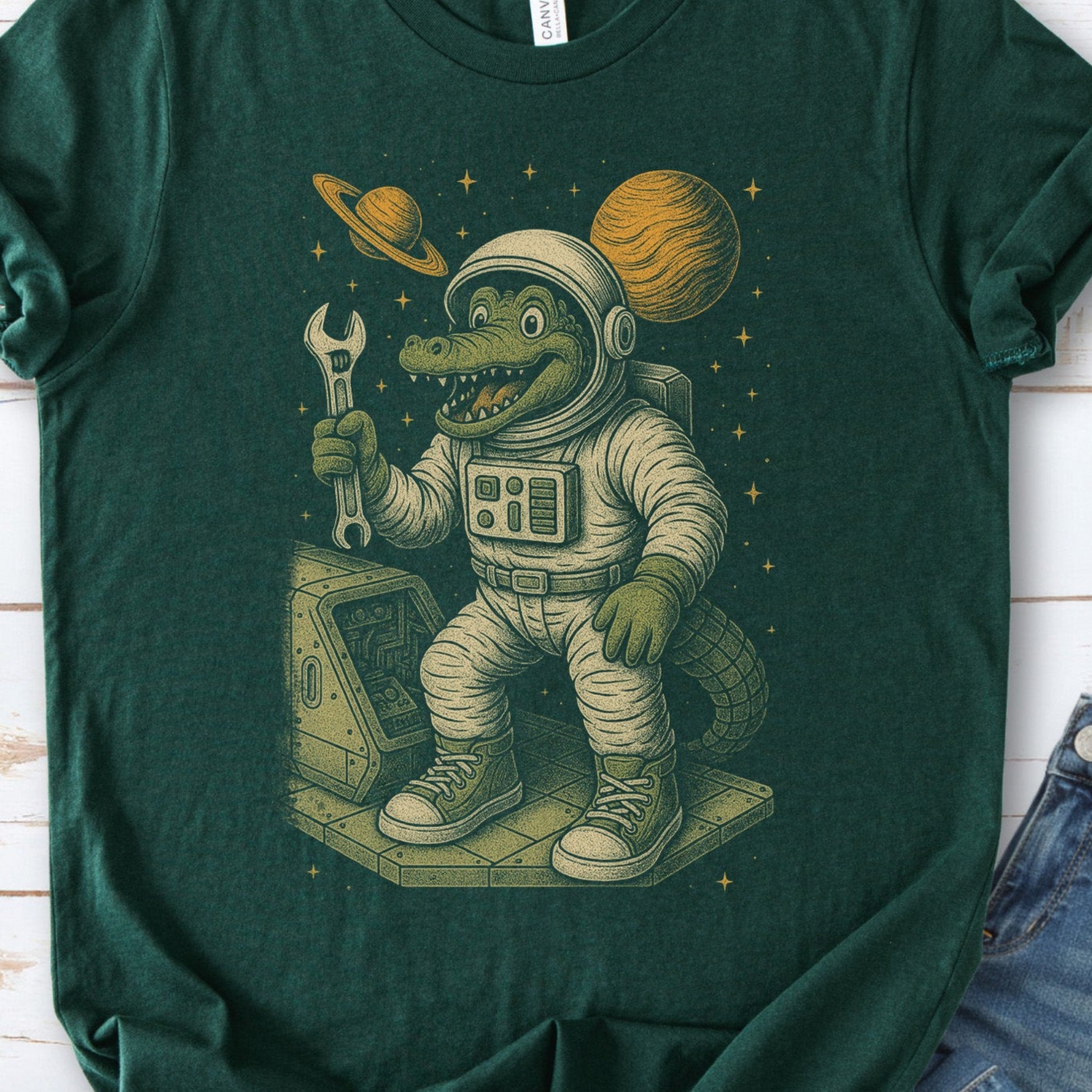 Astronaut Alligator Repair Crew T-Shirt – Funny Space Reptile Tee