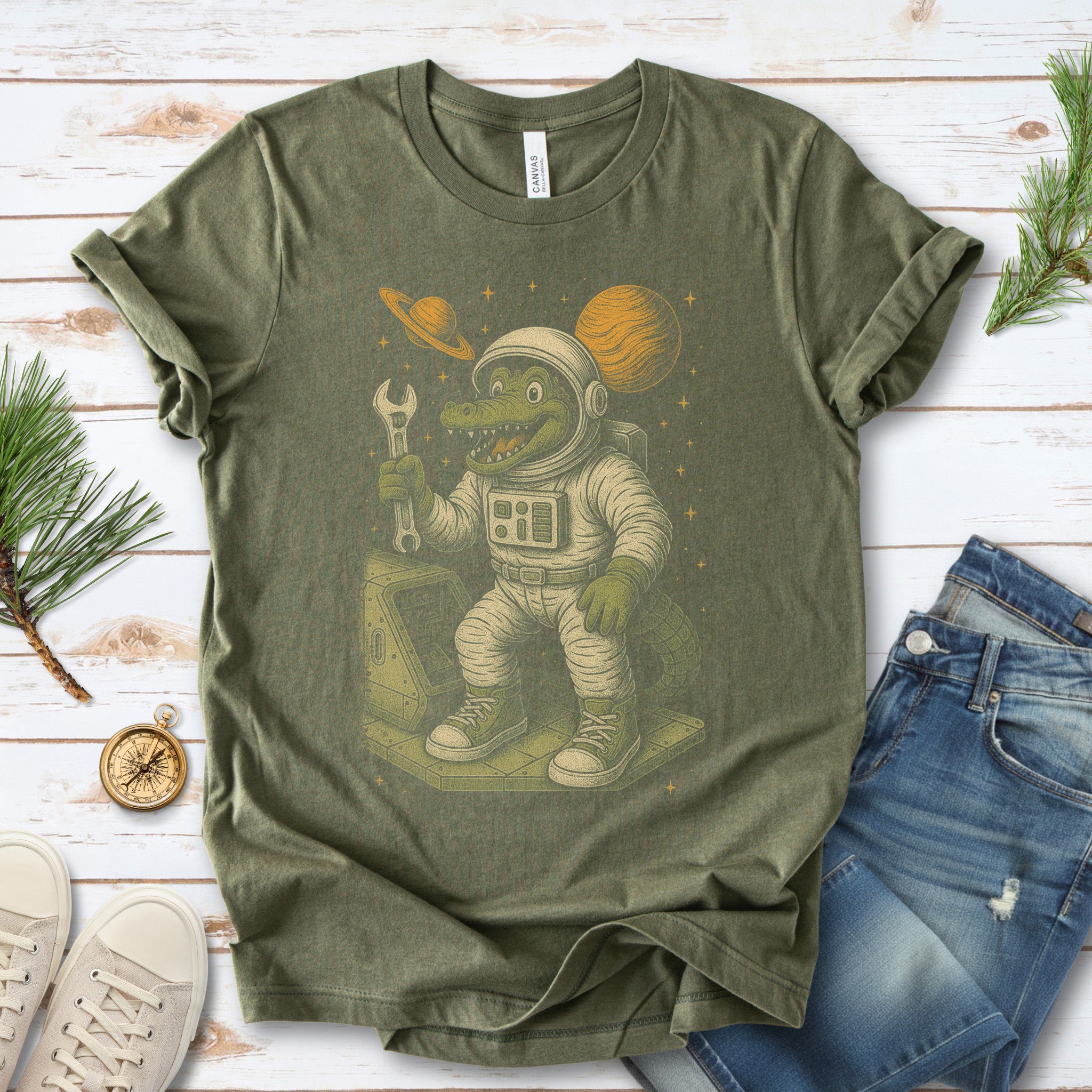Astronaut Alligator Repair Crew T-Shirt – Funny Space Reptile Tee