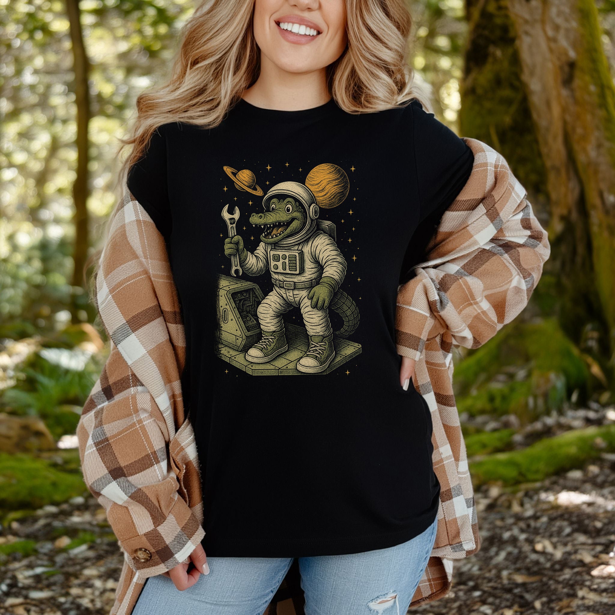 Astronaut Alligator Repair Crew T-Shirt – Funny Space Reptile Tee