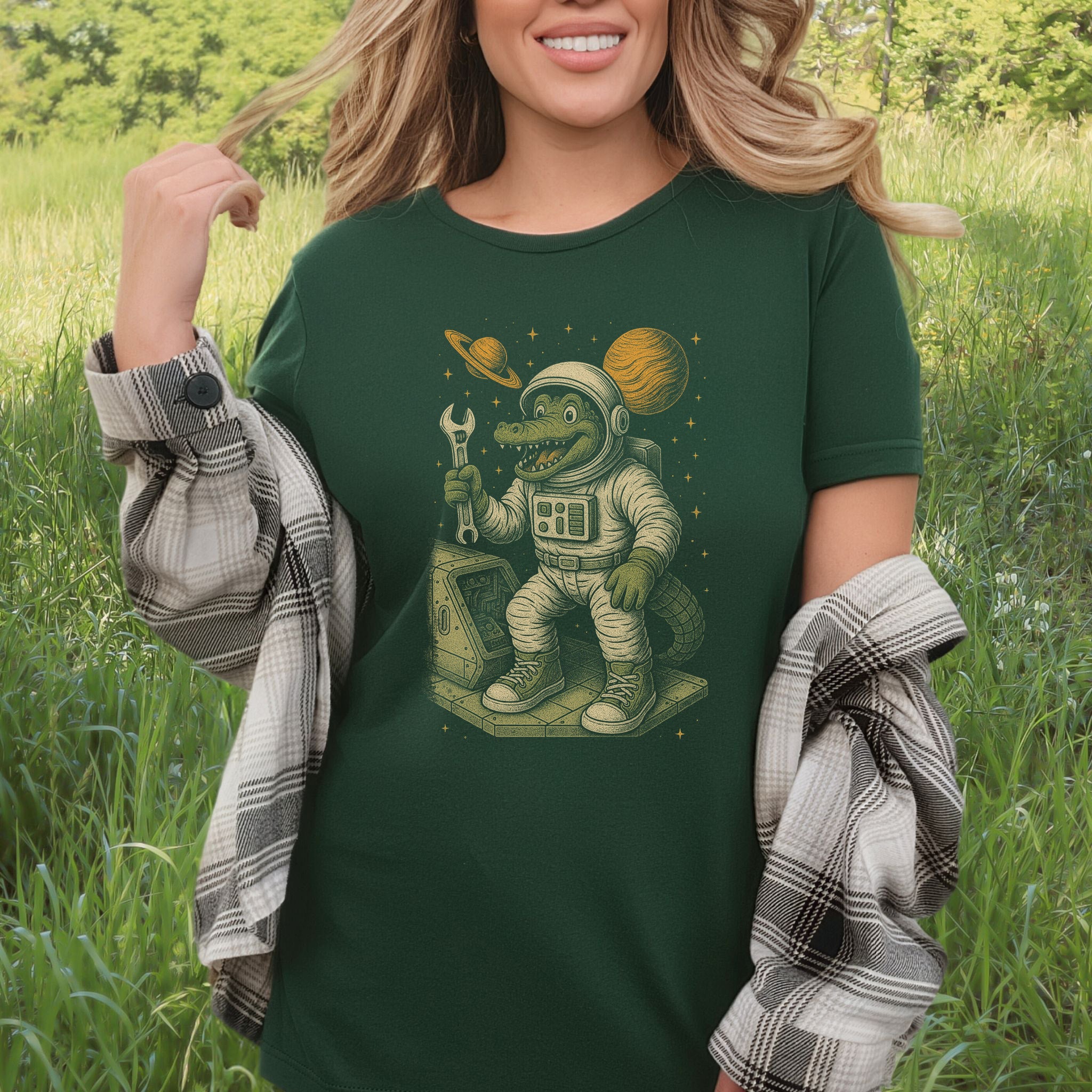Astronaut Alligator Repair Crew T-Shirt – Funny Space Reptile Tee