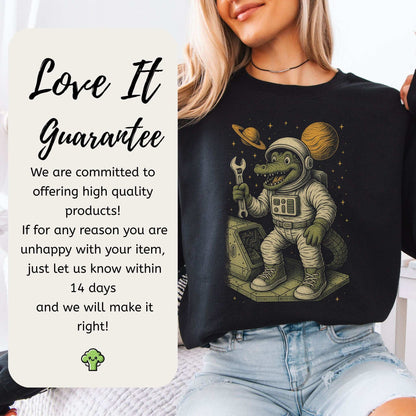 Astronaut Alligator Sweatshirt – Funny Space Repair Crew Reptile Gift