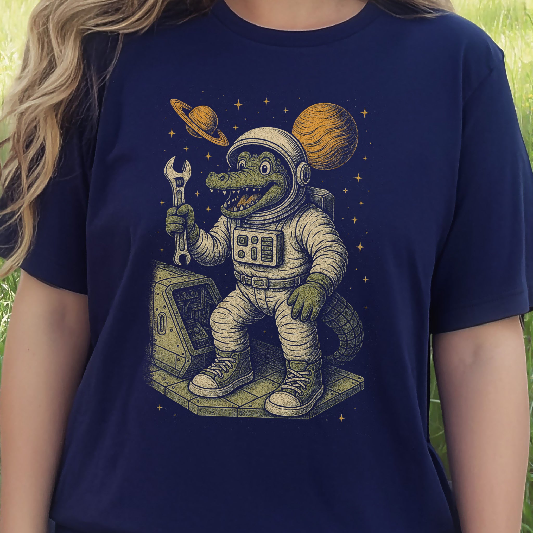 Astronaut Alligator Repair Crew T-Shirt – Funny Space Reptile Tee