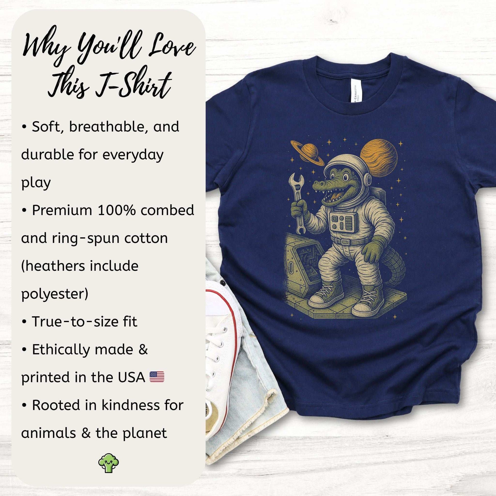 Astronaut Alligator Repair Crew – Funny Space Gator Youth Tee
