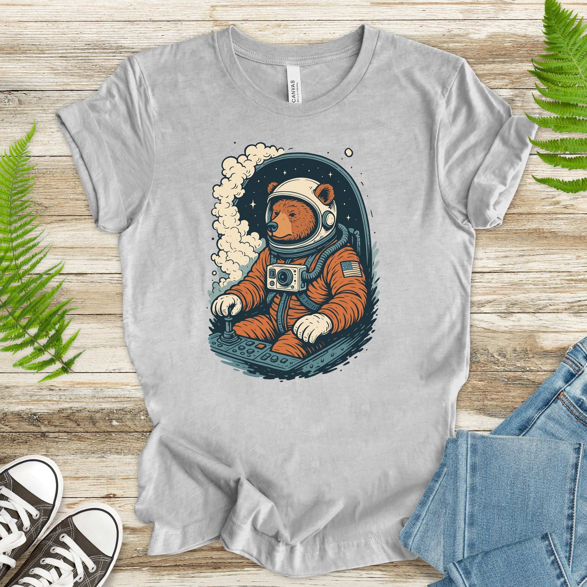Astronaut Bear Space T-Shirt – Retro Cosmic Grizzly Galaxy Tee