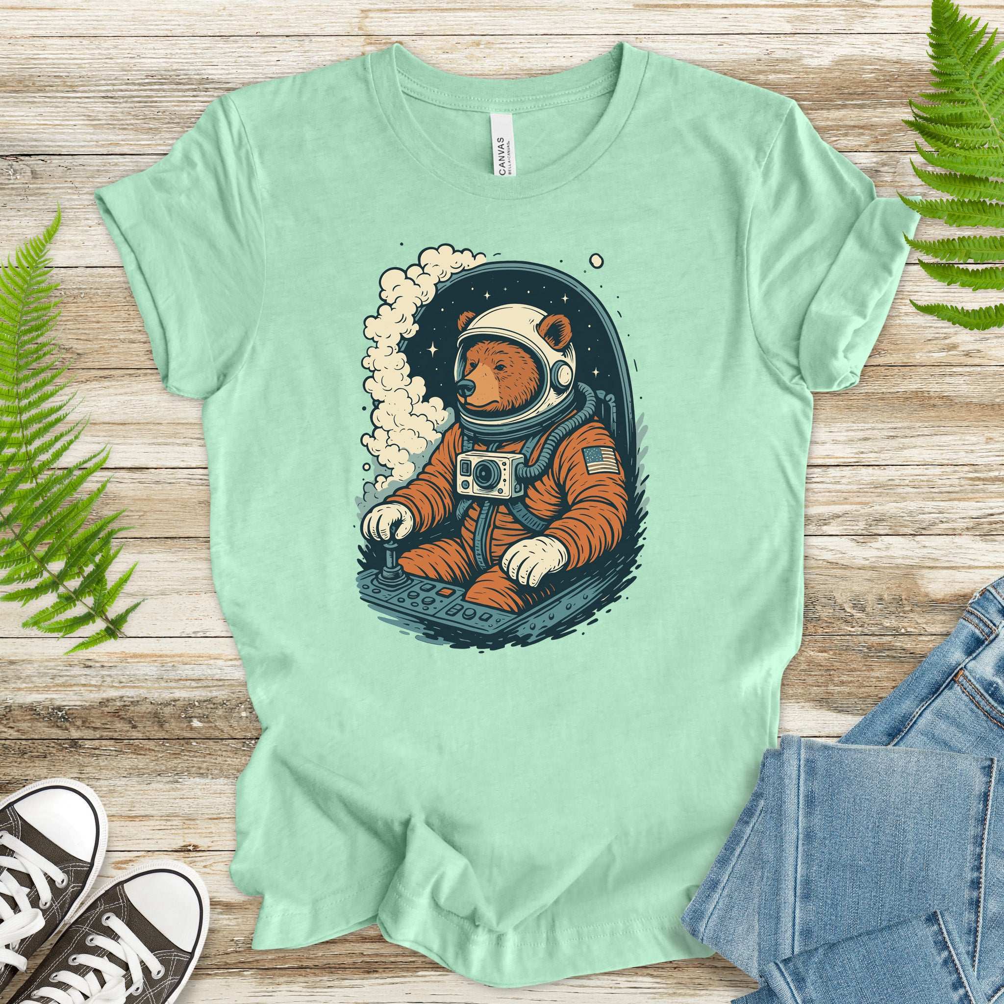 Astronaut Bear Space T-Shirt – Retro Cosmic Grizzly Galaxy Tee