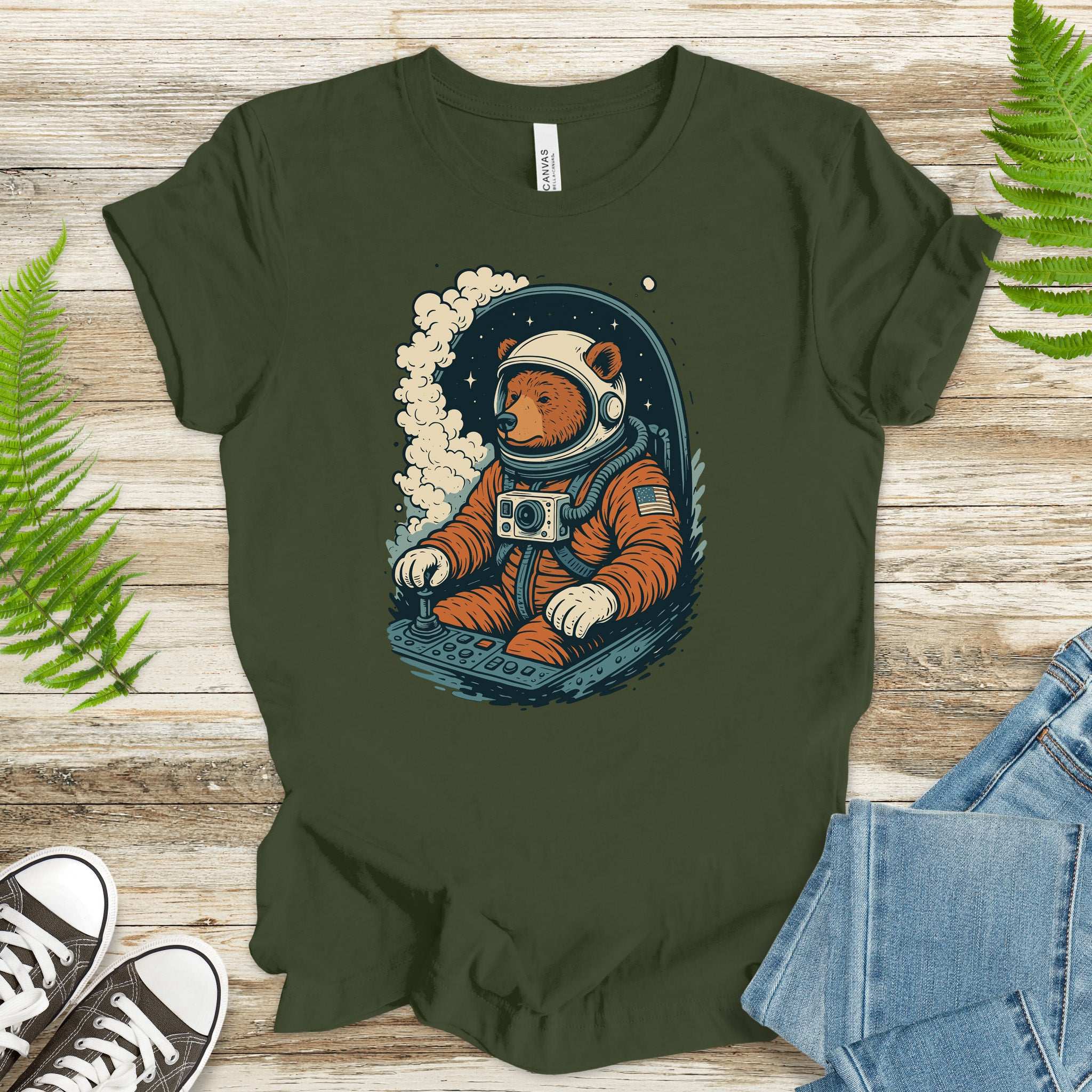 Astronaut Bear Space T-Shirt – Retro Cosmic Grizzly Galaxy Tee