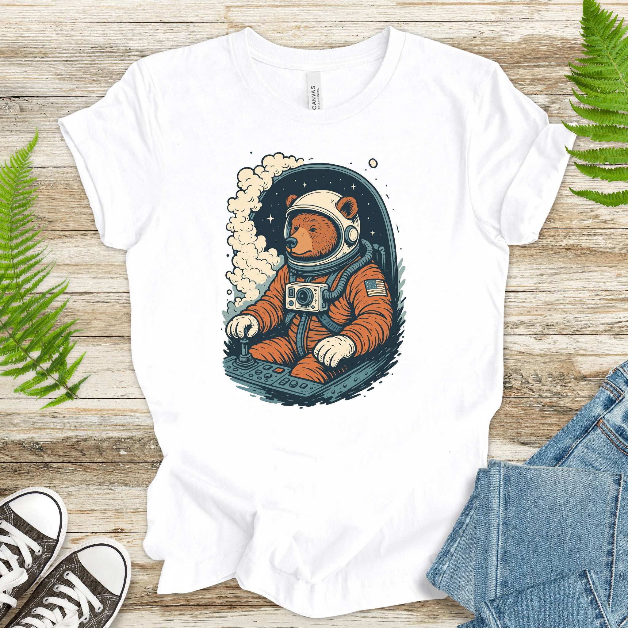 Astronaut Bear Space T-Shirt – Retro Cosmic Grizzly Galaxy Tee