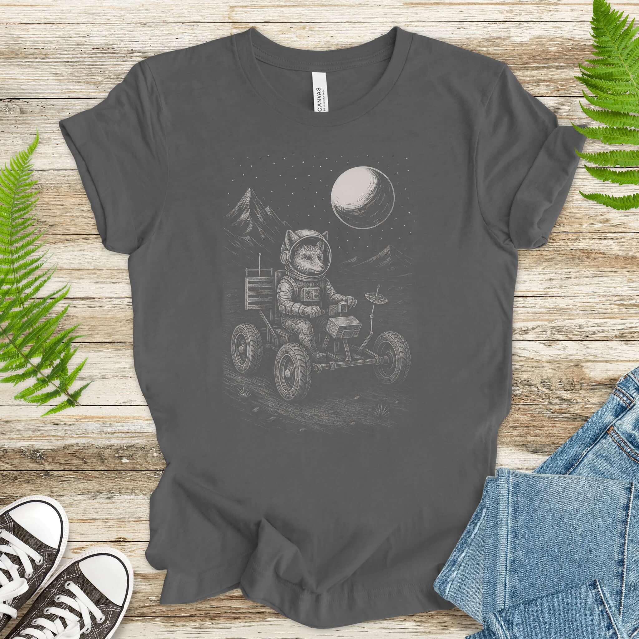 Astronaut Fox Moon Rover T-Shirt – Space Explorer Animal Tee