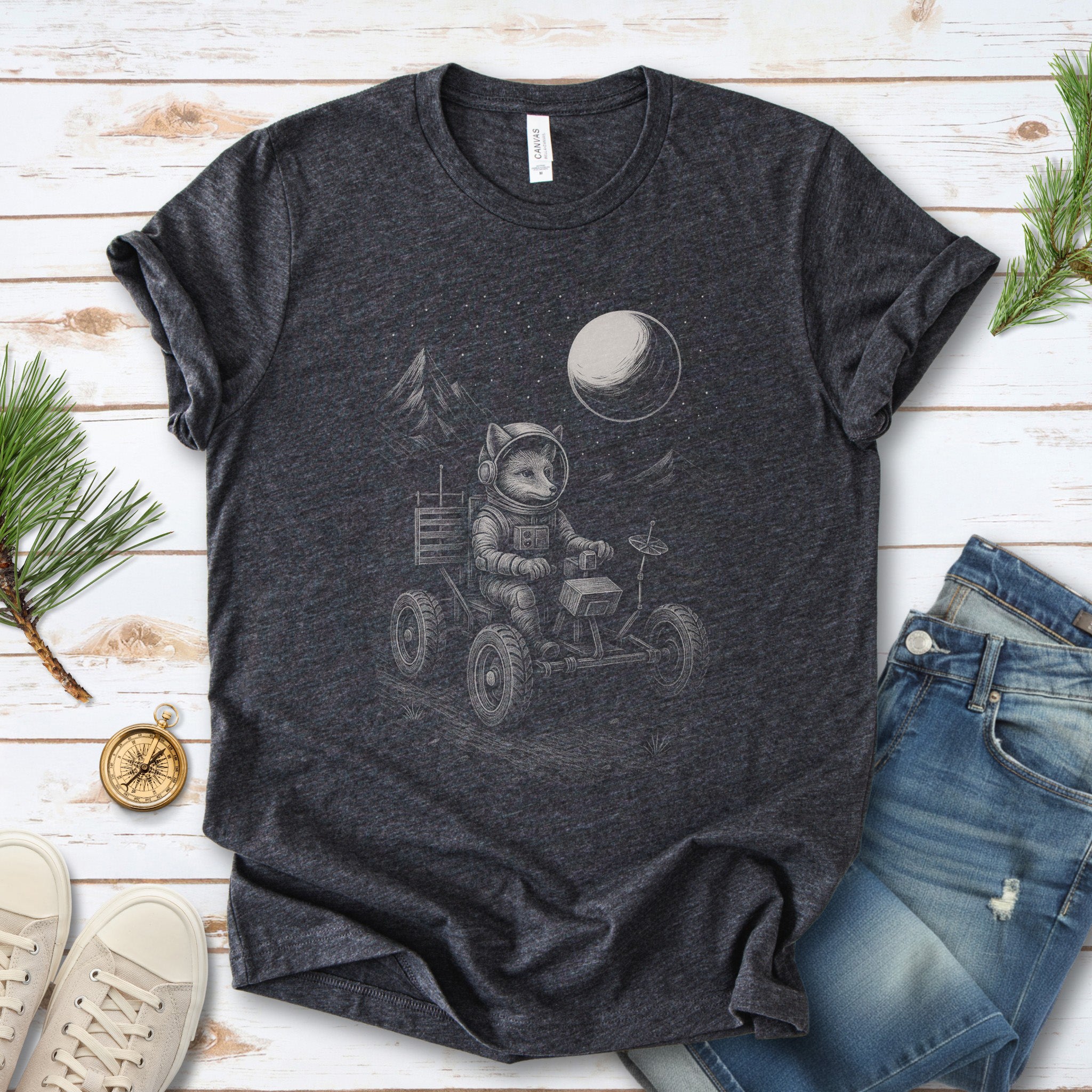 Astronaut Fox Moon Rover T-Shirt – Space Explorer Animal Tee