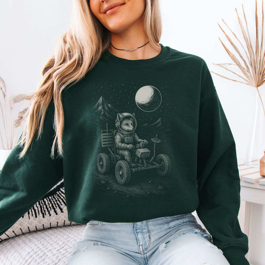 Astronaut Fox Sweatshirt – Space Explorer Moon Rover Mischief