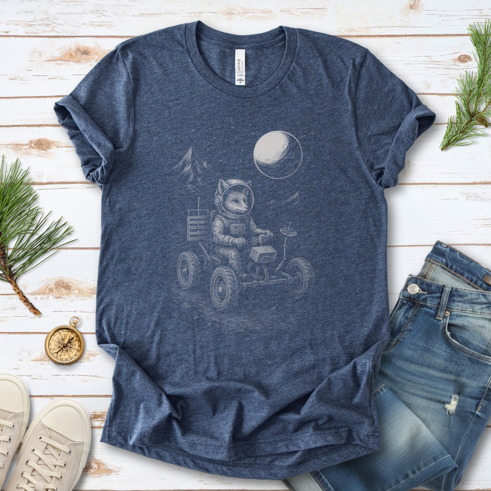 Astronaut Fox Moon Rover T-Shirt – Space Explorer Animal Tee