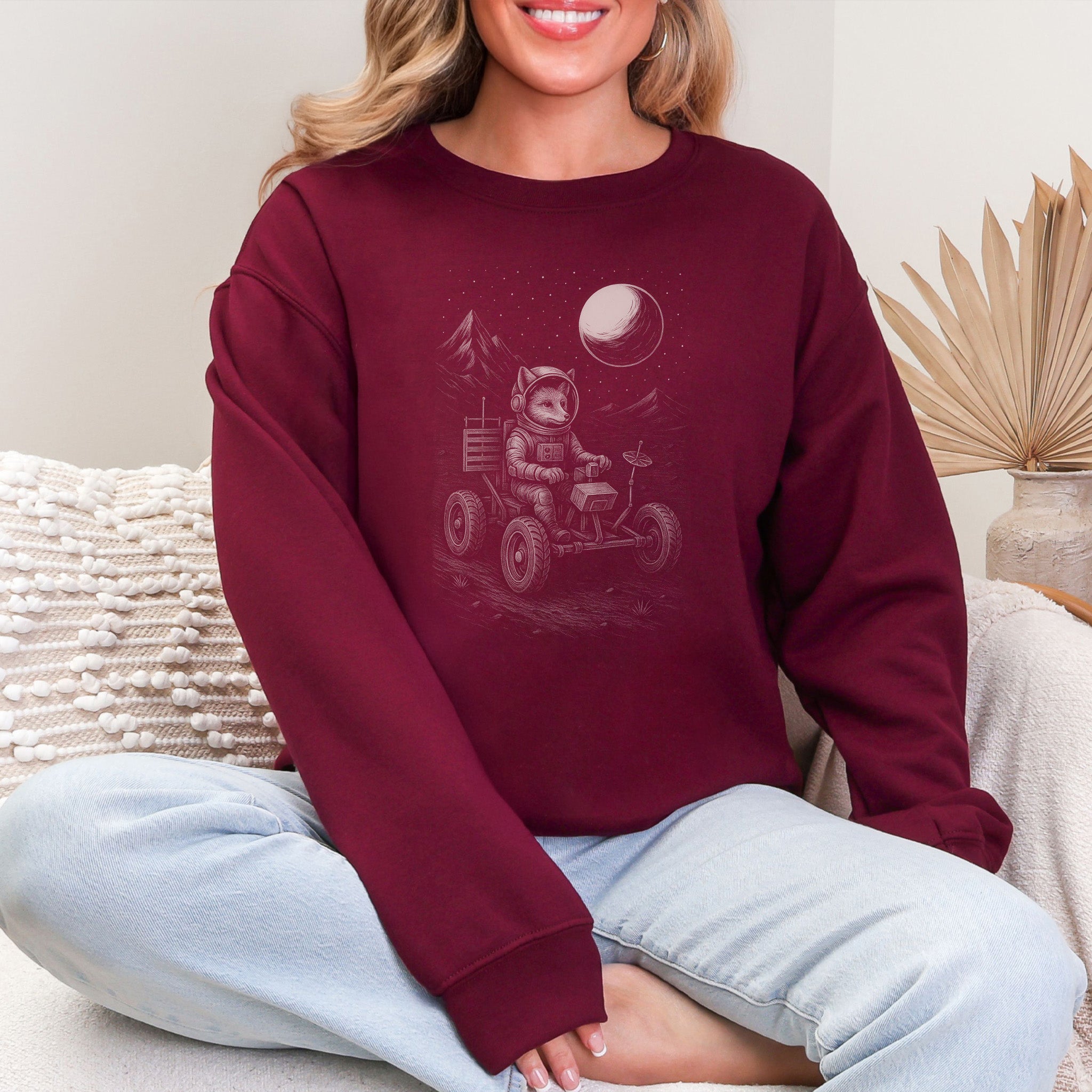 Astronaut Fox Sweatshirt – Space Explorer Moon Rover Mischief