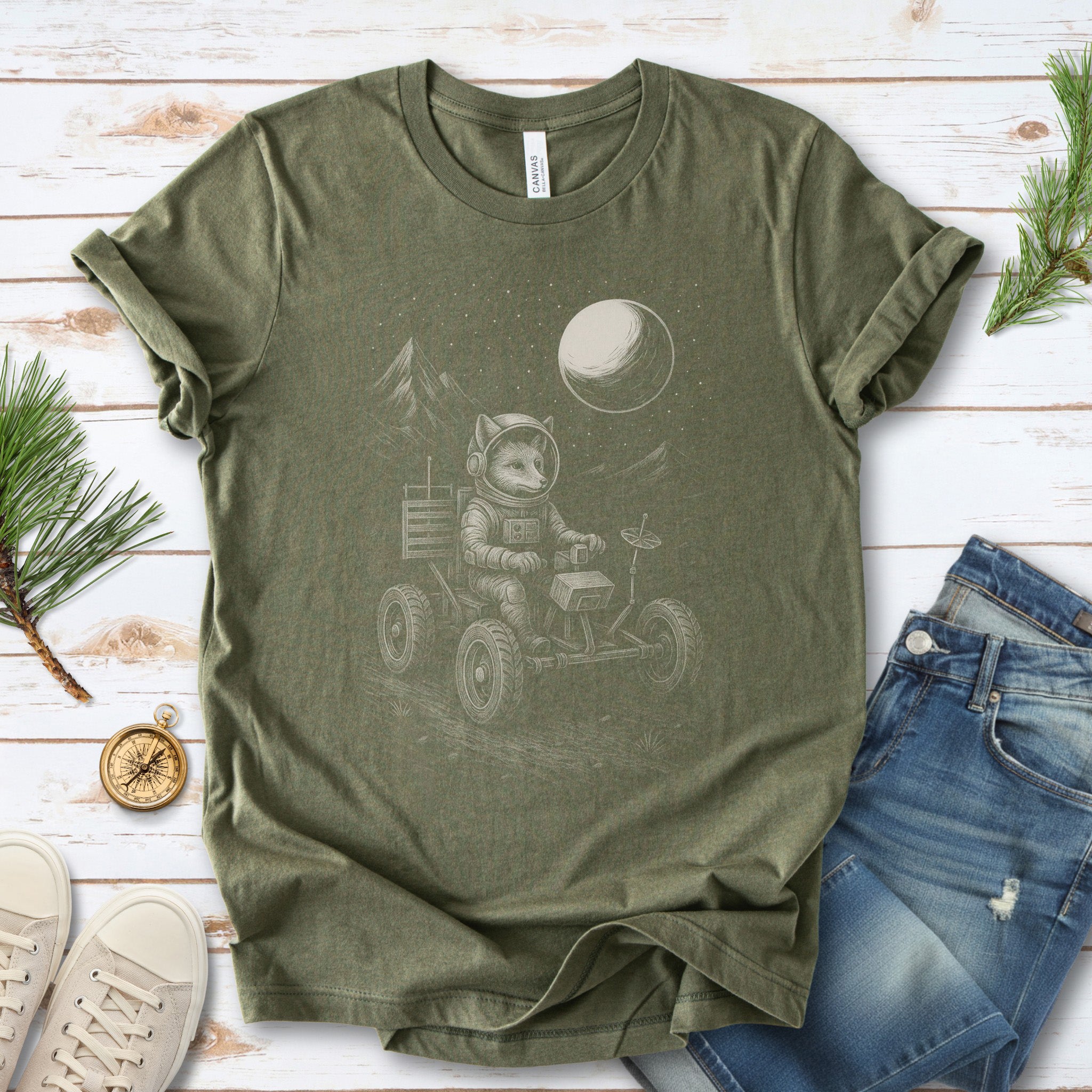 Astronaut Fox Moon Rover T-Shirt – Space Explorer Animal Tee