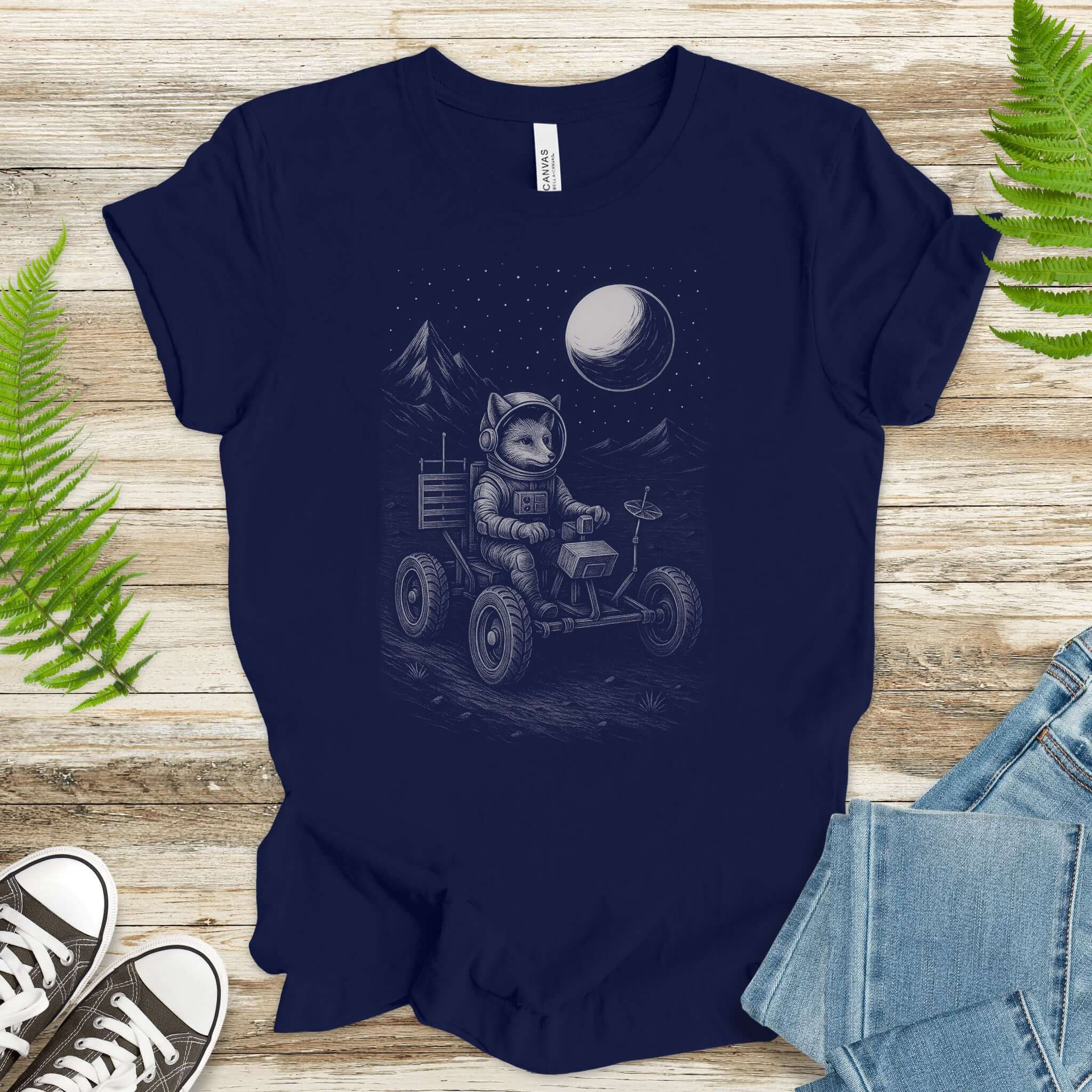Astronaut Fox Moon Rover T-Shirt – Space Explorer Animal Tee