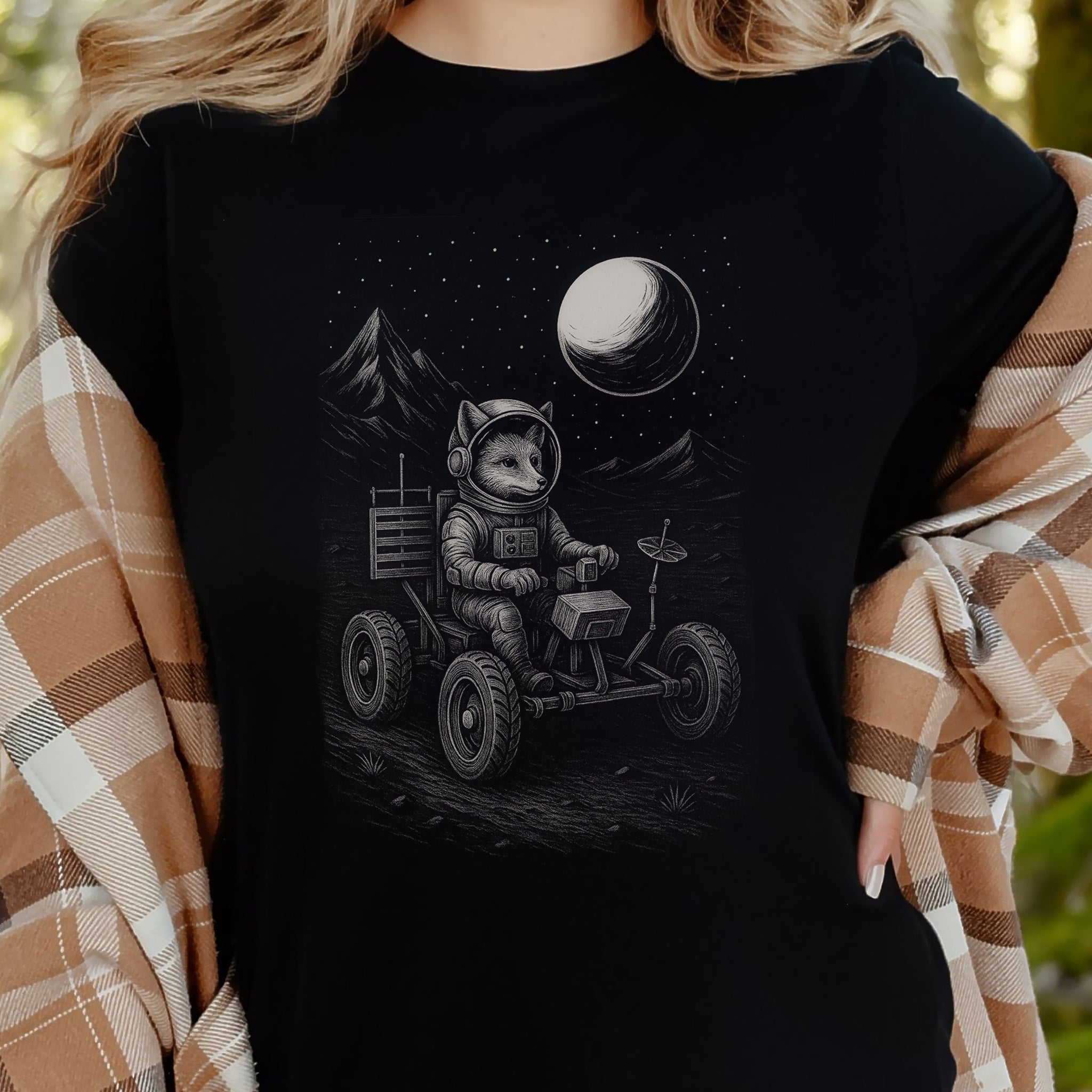 Astronaut Fox Moon Rover T-Shirt – Space Explorer Animal Tee