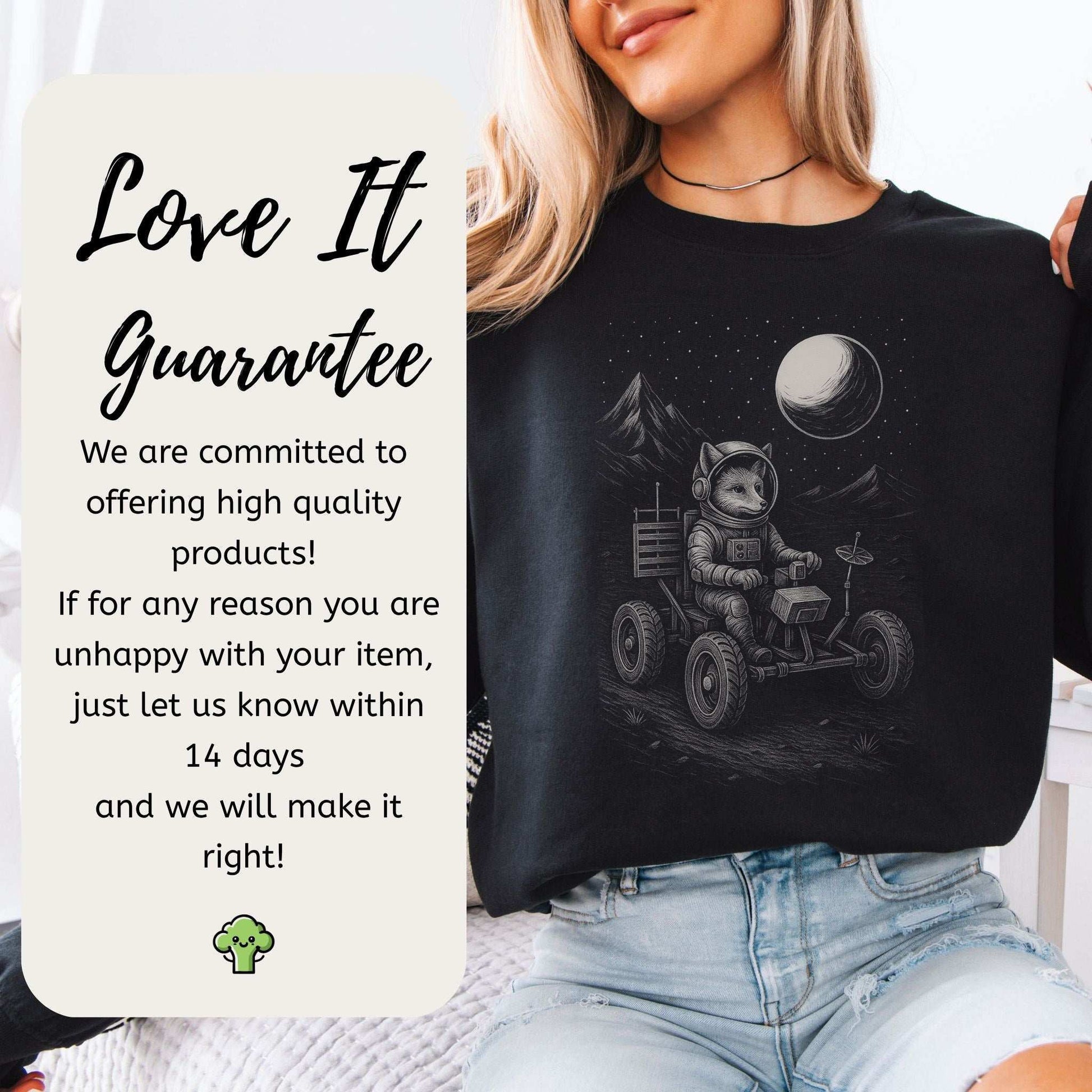 Astronaut Fox Sweatshirt – Space Explorer Moon Rover Mischief