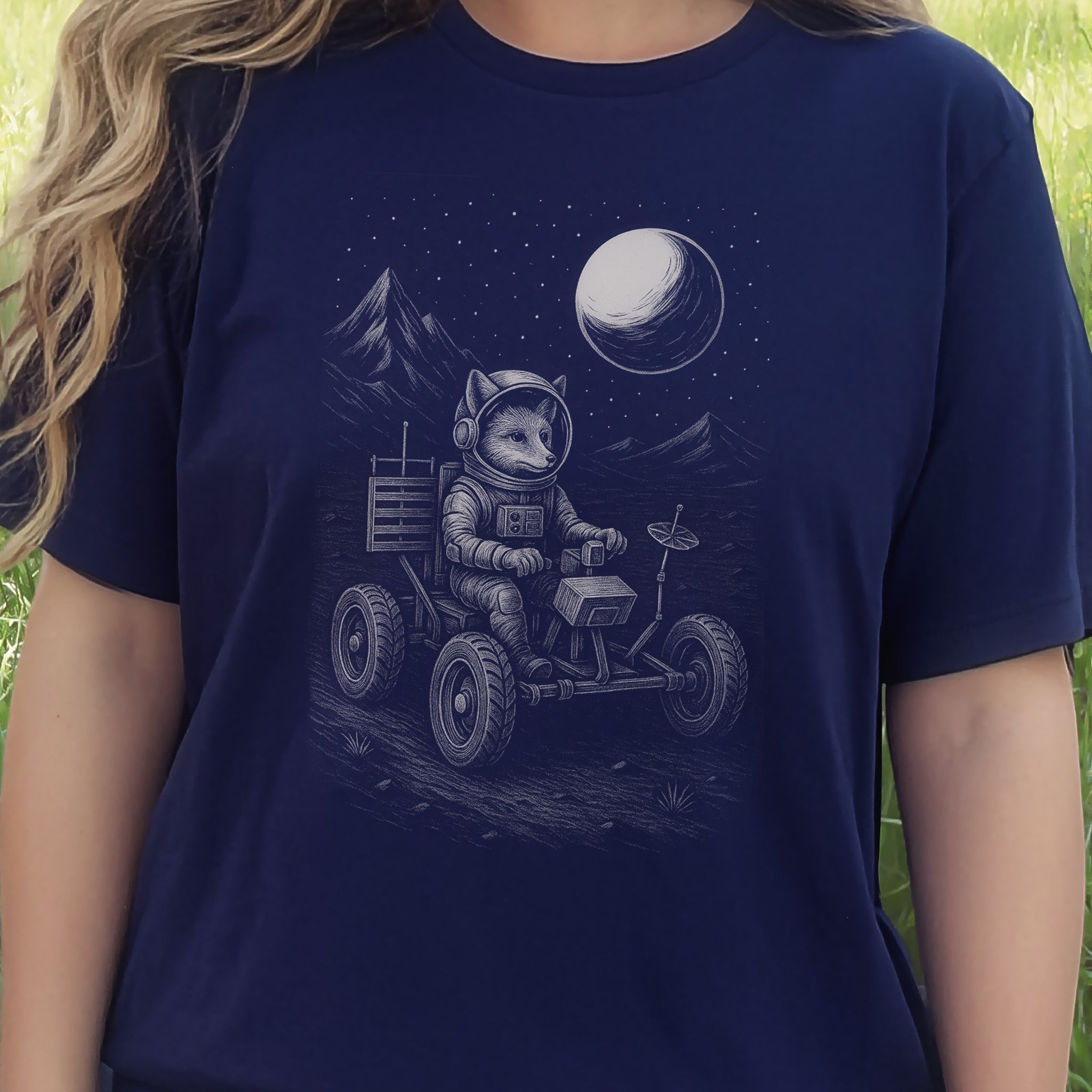 Astronaut Fox Moon Rover T-Shirt – Space Explorer Animal Tee