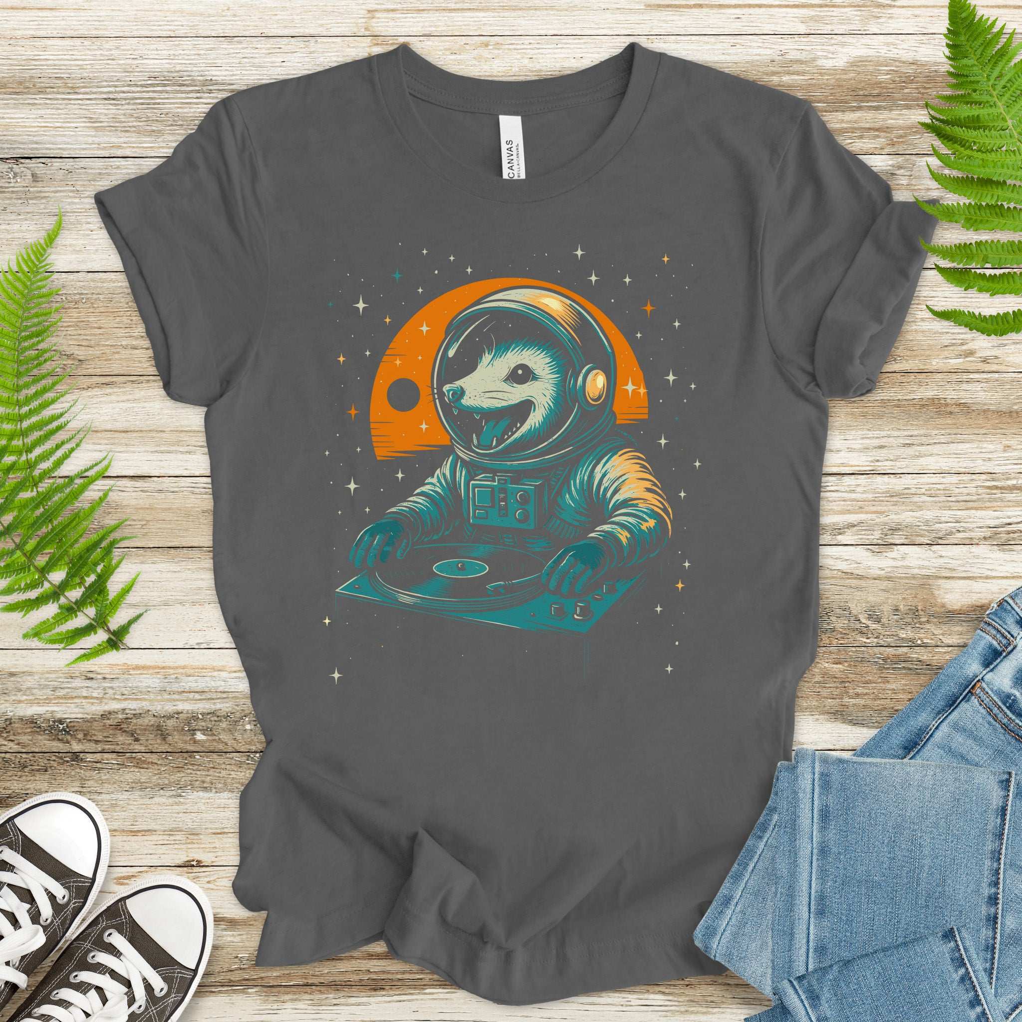 DJ Opossum Astronaut T-Shirt – Funny Space Rave Possum Tee