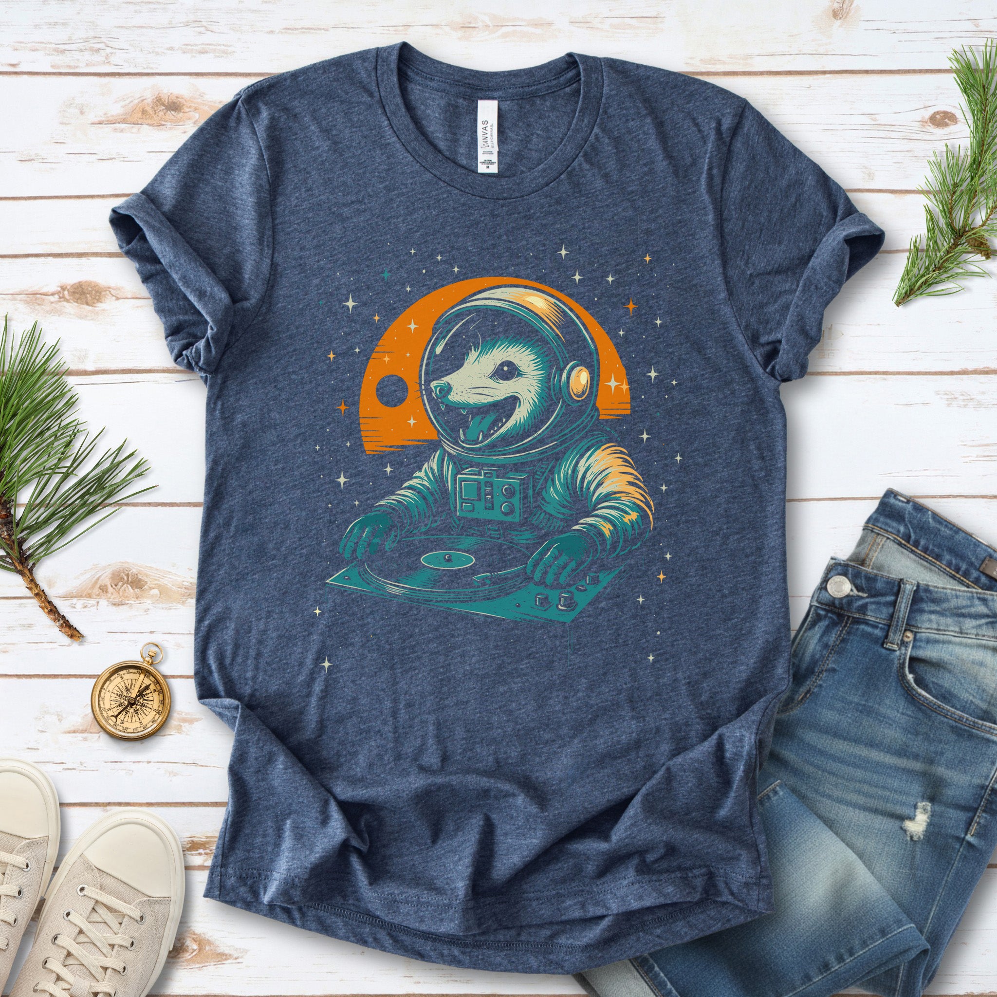 DJ Opossum Astronaut T-Shirt – Funny Space Rave Possum Tee
