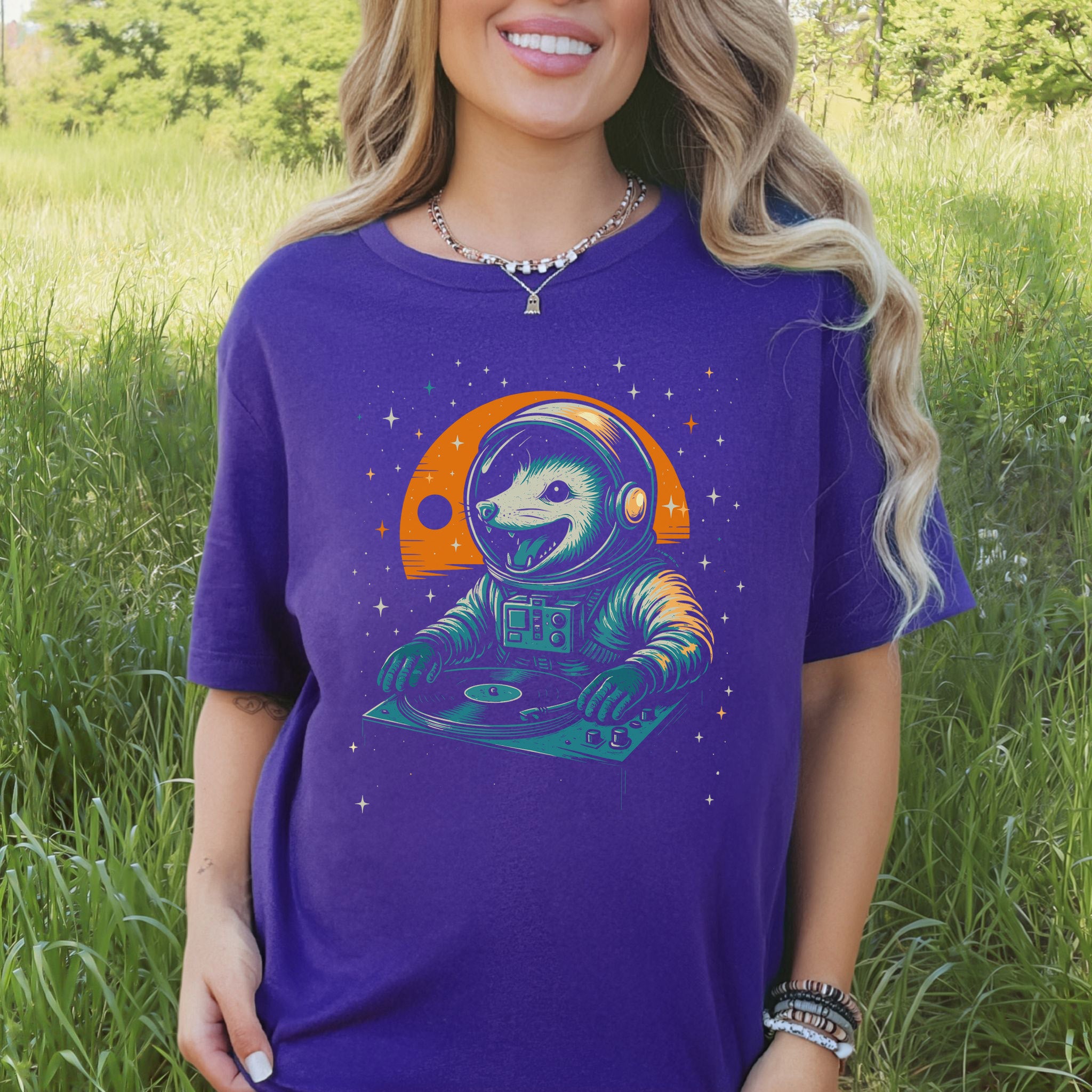 DJ Opossum Astronaut T-Shirt – Funny Space Rave Possum Tee