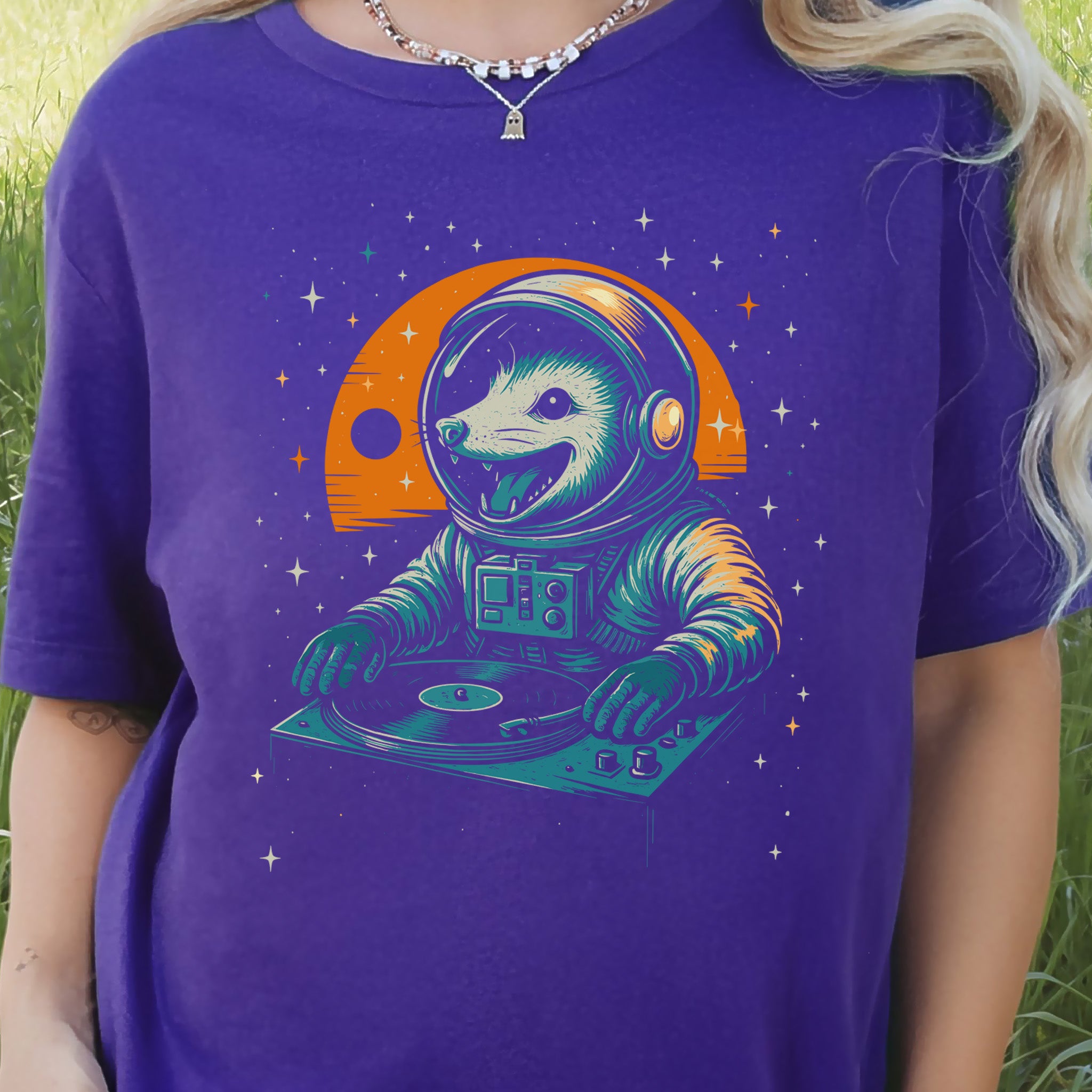 DJ Opossum Astronaut T-Shirt – Funny Space Rave Possum Tee
