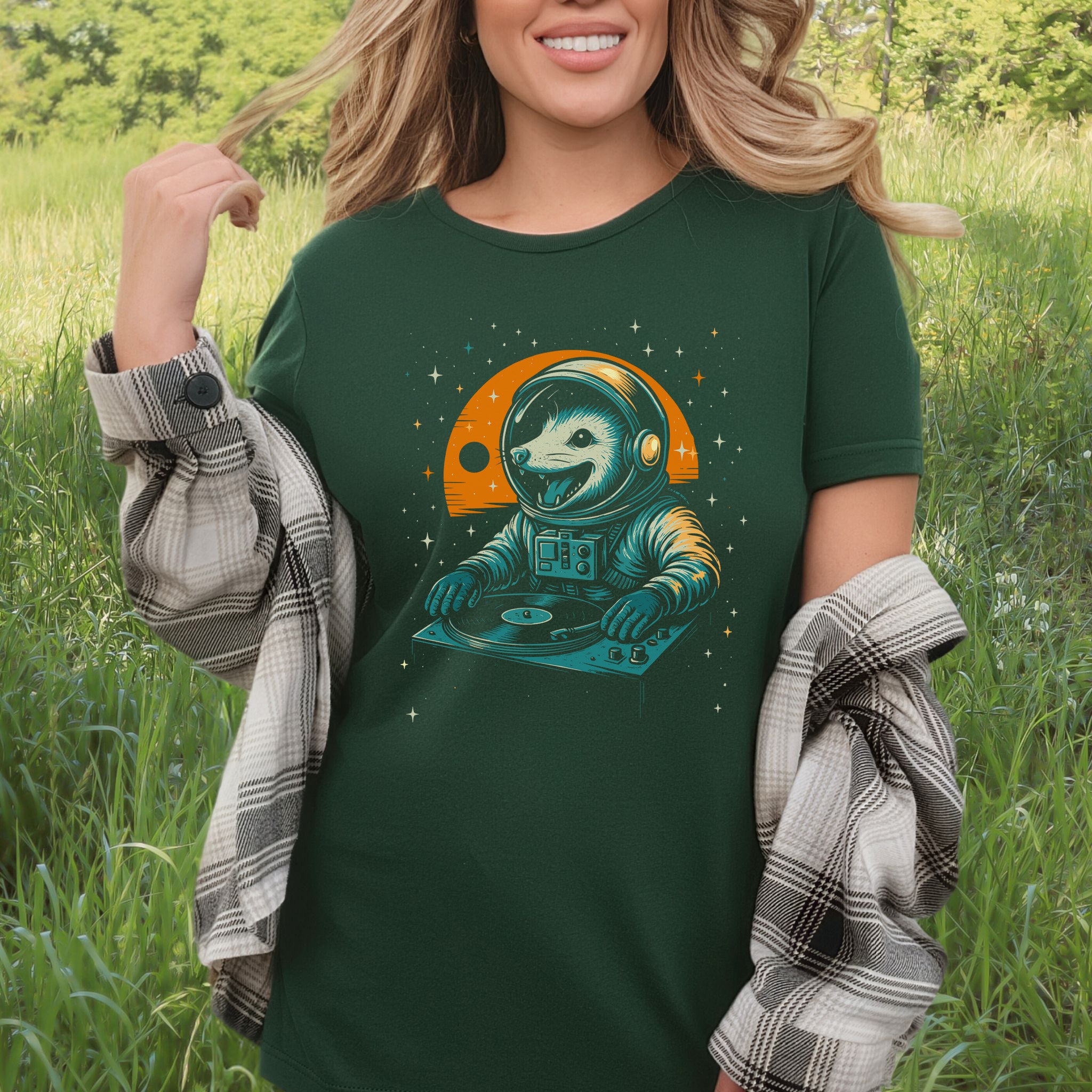 DJ Opossum Astronaut T-Shirt – Funny Space Rave Possum Tee