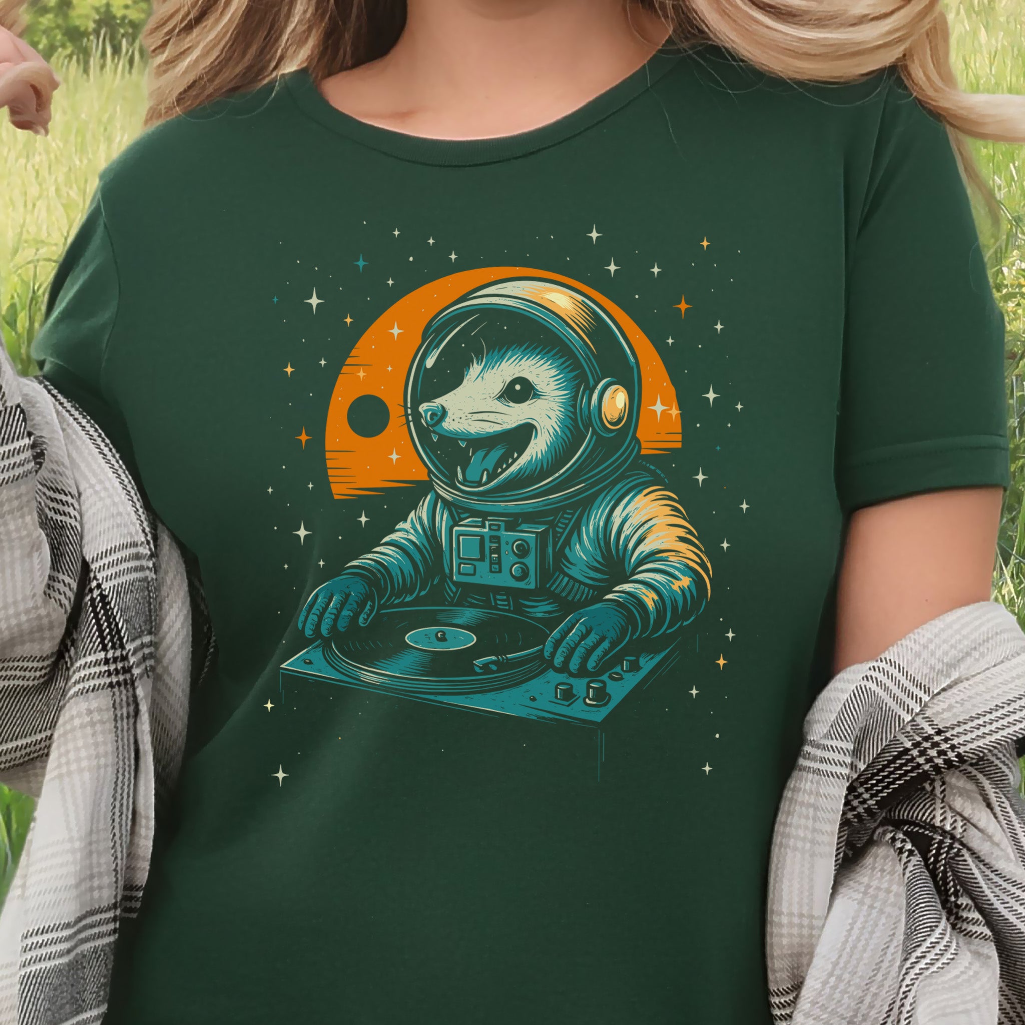 DJ Opossum Astronaut T-Shirt – Funny Space Rave Possum Tee