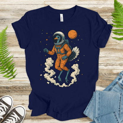 Astronaut Ostrich Space T-Shirt – Retro Cosmic Bird Nerd Tee