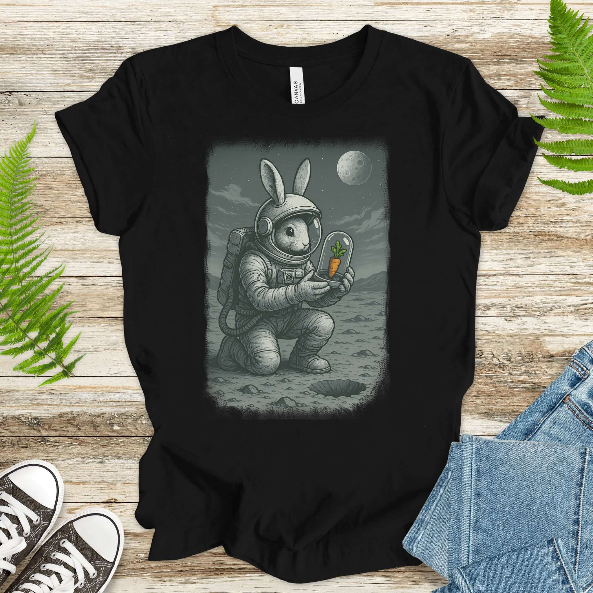 Astronaut Bunny Carrot T-Shirt – Funny Space Rabbit Galaxy Tee