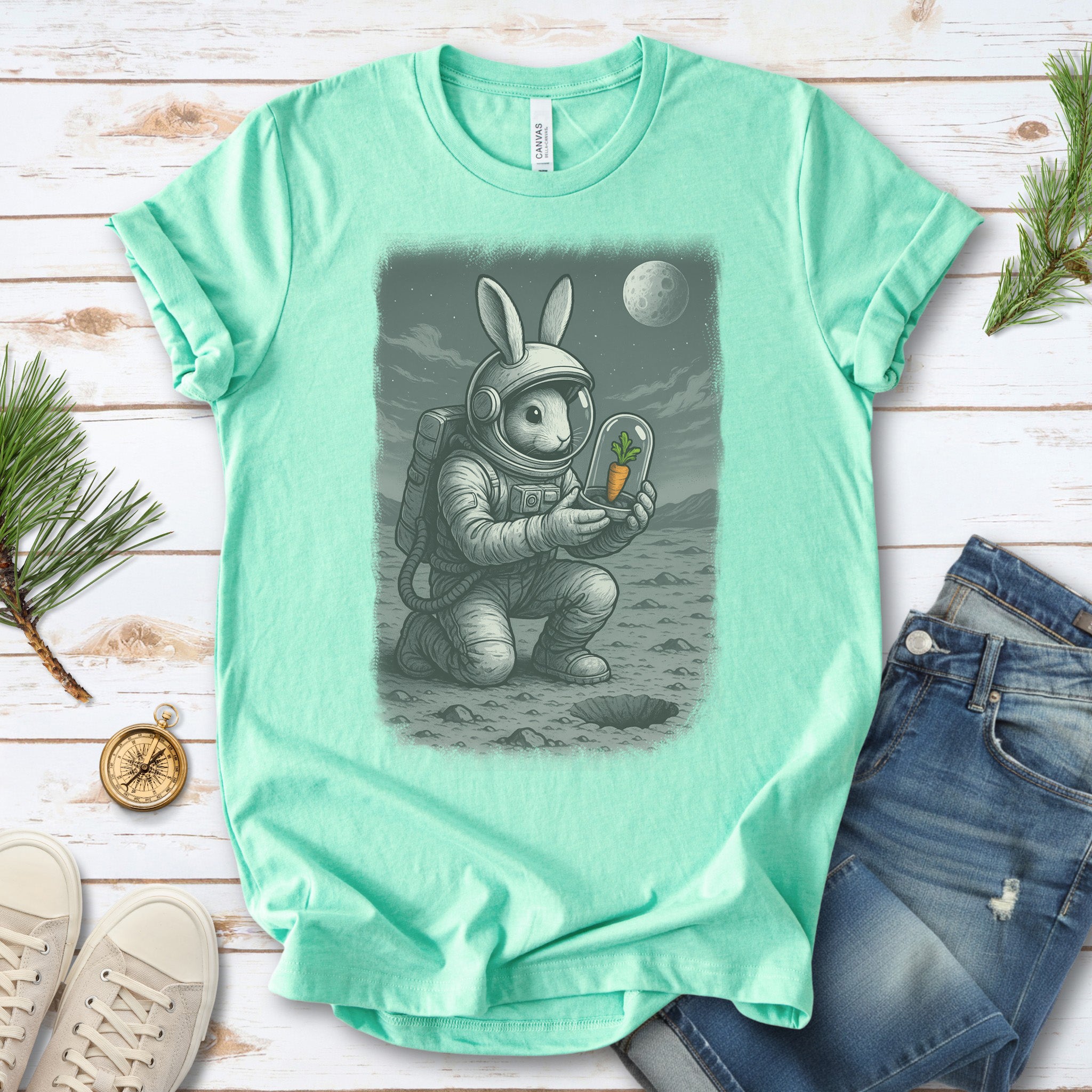 Astronaut Bunny Carrot T-Shirt – Funny Space Rabbit Galaxy Tee