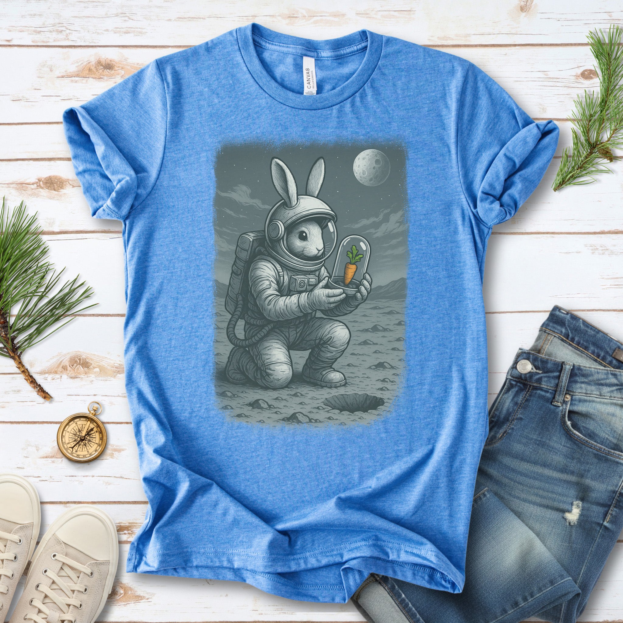 Astronaut Bunny Carrot T-Shirt – Funny Space Rabbit Galaxy Tee