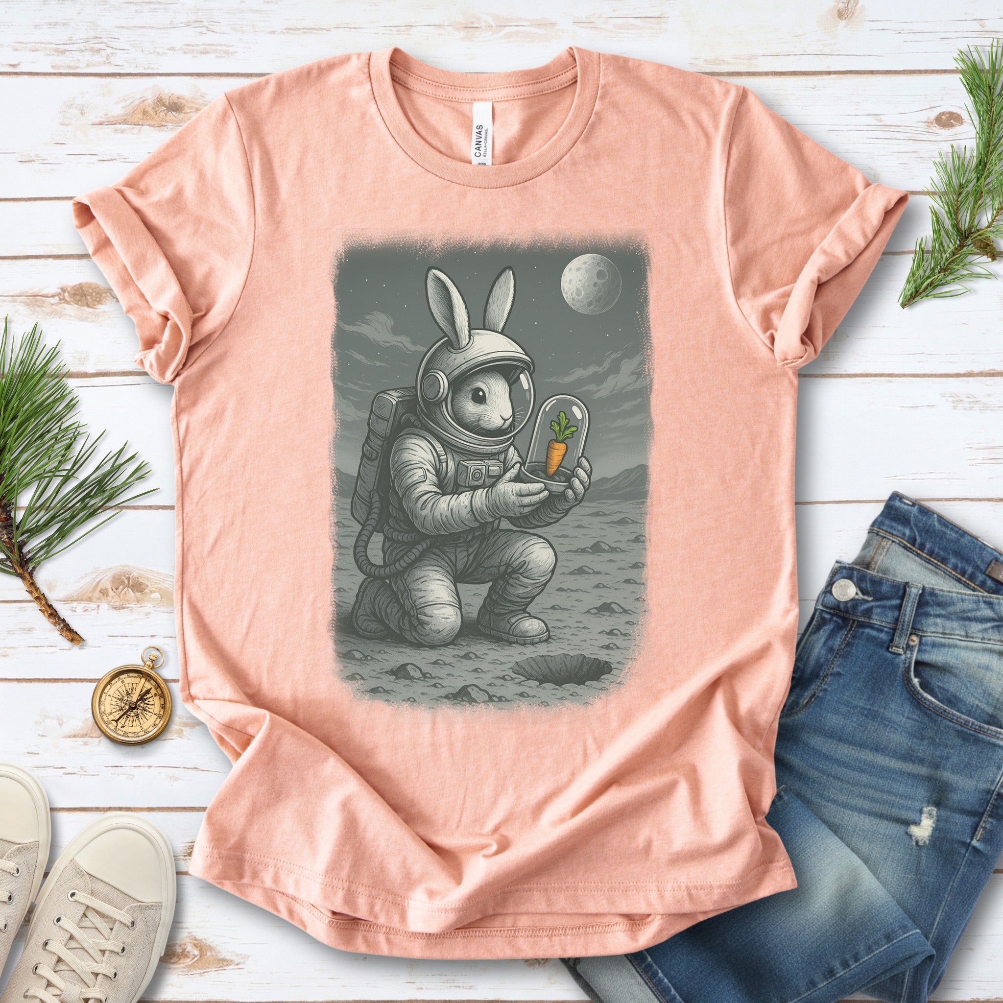 Astronaut Bunny Carrot T-Shirt – Funny Space Rabbit Galaxy Tee