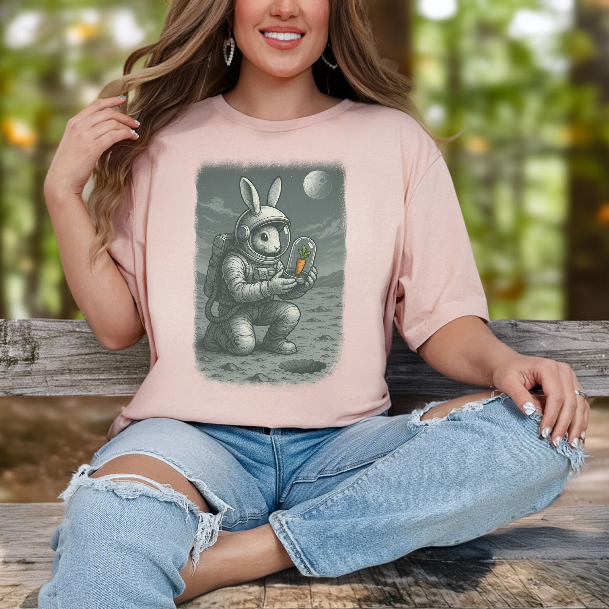 Astronaut Bunny Carrot T-Shirt – Funny Space Rabbit Galaxy Tee