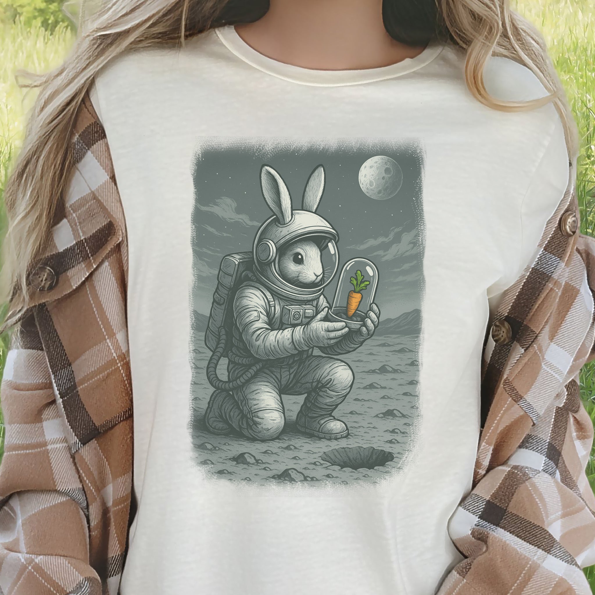 Astronaut Bunny Carrot T-Shirt – Funny Space Rabbit Galaxy Tee