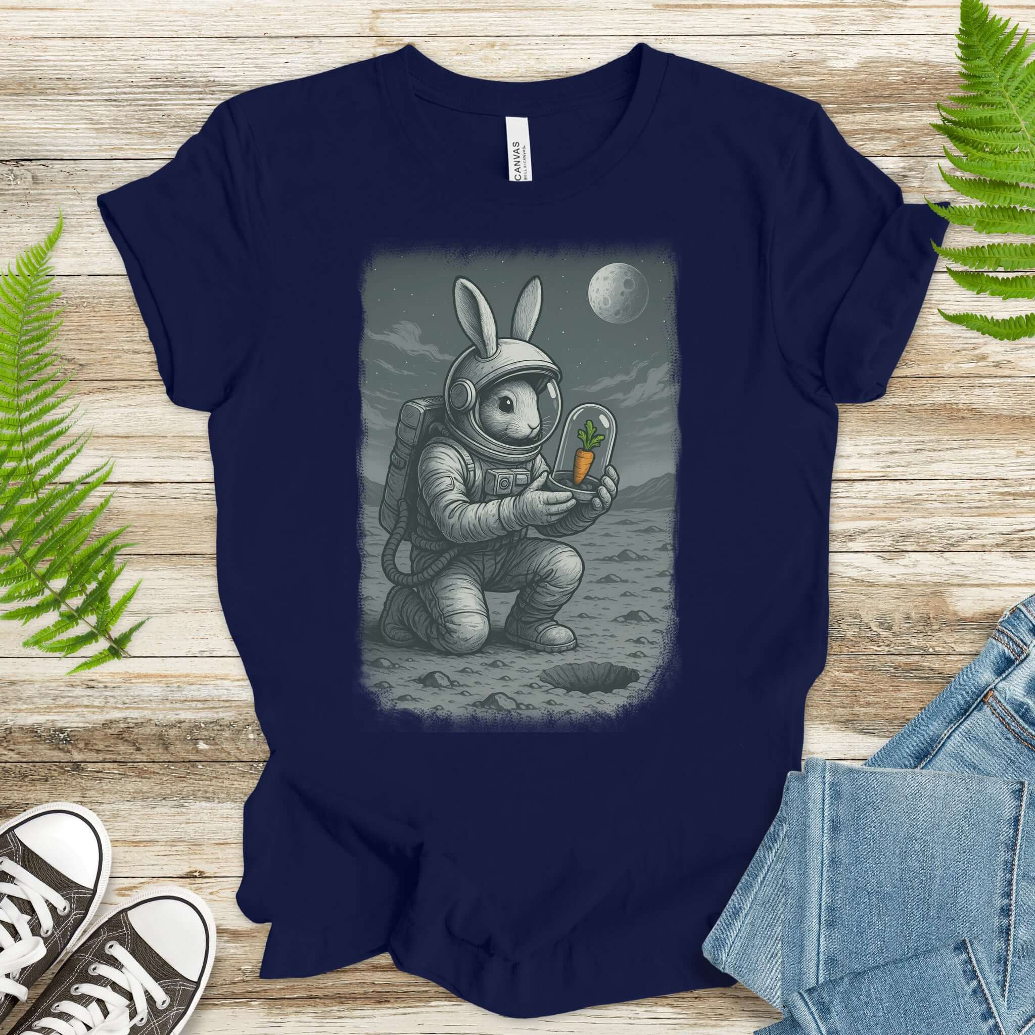 Astronaut Bunny Carrot T-Shirt – Funny Space Rabbit Galaxy Tee