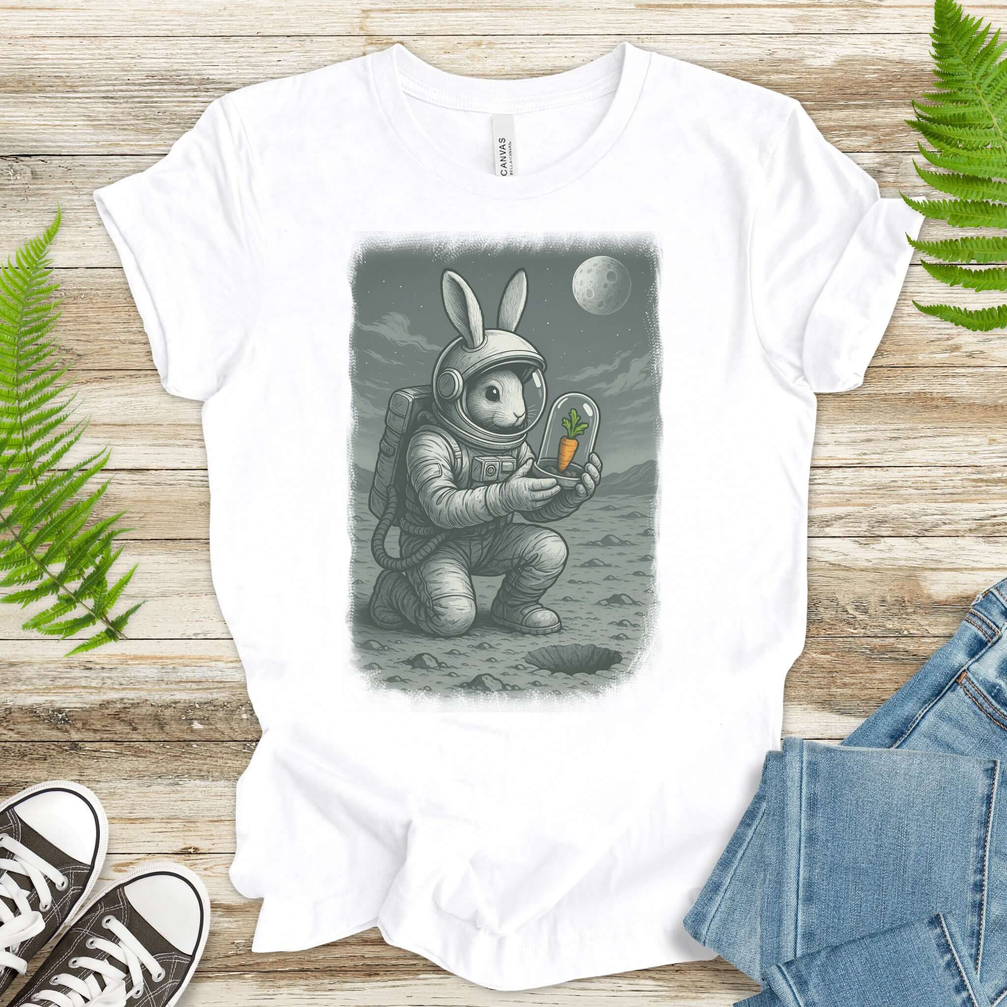 Astronaut Bunny Carrot T-Shirt – Funny Space Rabbit Galaxy Tee