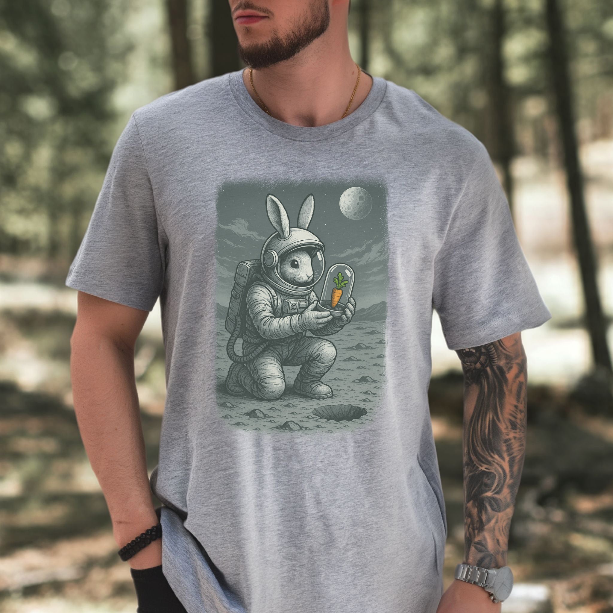 Astronaut Bunny Carrot T-Shirt – Funny Space Rabbit Galaxy Tee