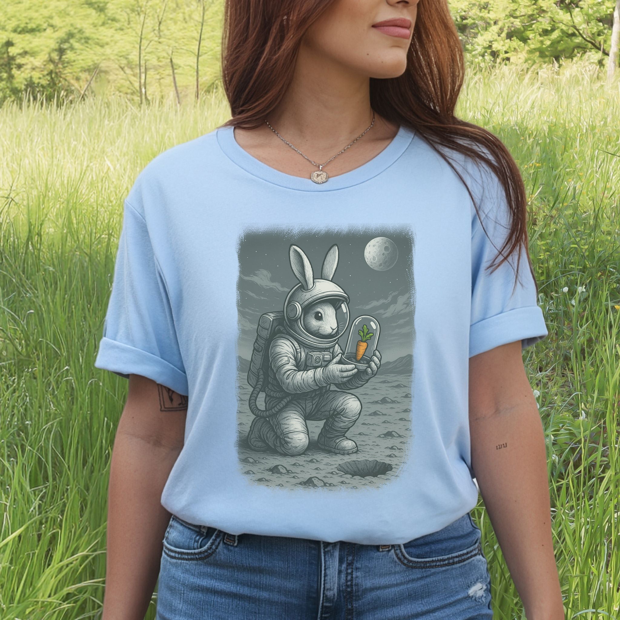 Astronaut Bunny Carrot T-Shirt – Funny Space Rabbit Galaxy Tee